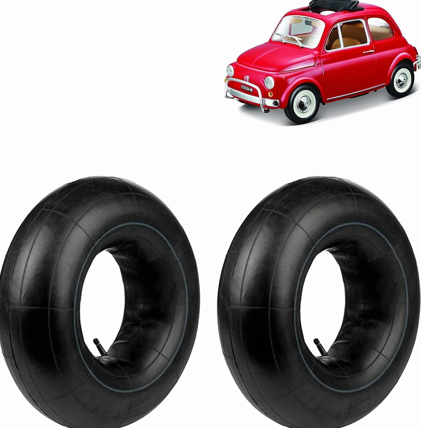 Ecovelo 2 Camere d'Aria 125/135-12 per Pneumatici Fiat 500 D'Epoca Fiat 126 Moto Ape Misura 12 Pollici