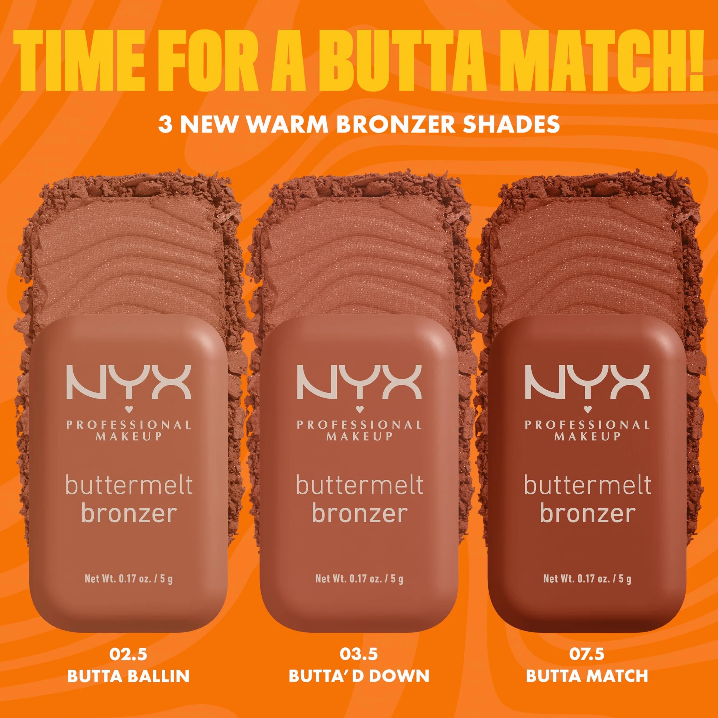 NYX Professional Makeup Bronzer, Per un Look Abbronzato e Luminoso, Tenuta fino a 12h, Resiste alle Sbavature, No Transfer, Buttermelt, Tonalità: Butta Me Up, 5 g