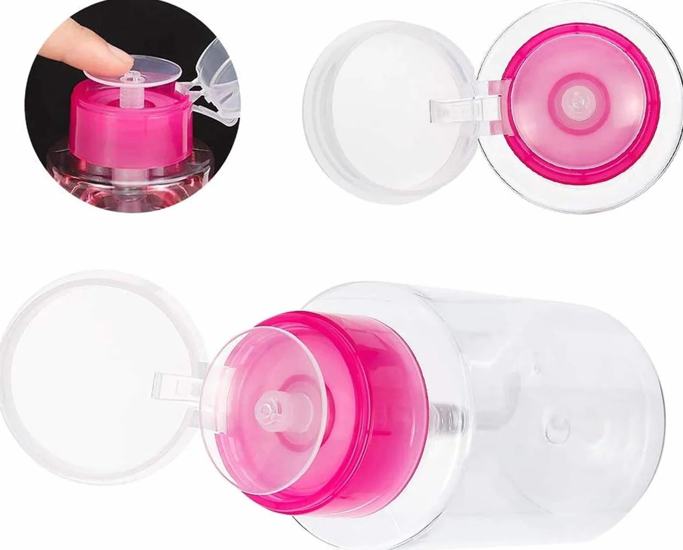 Dispenser con erogatore a pompa per solvente per unghie, flacone da 180 ml, da viaggio, vuoto, per solvente per unghie e struccante, strumento per nail art (confezione da 2)