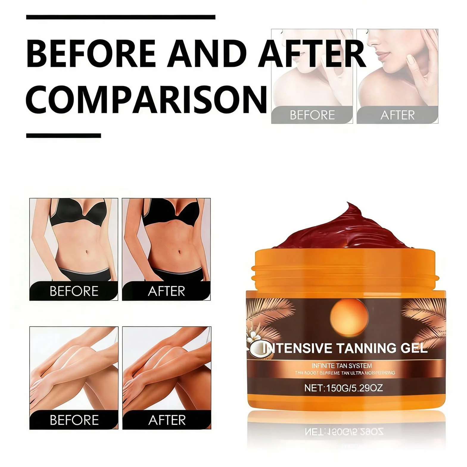 Gel abbronzante, 150g Crema acceleratrice di abbronzatura solare, abbronzante intenso e morbido, ottenere un'abbronzatura naturale con ingredienti naturali