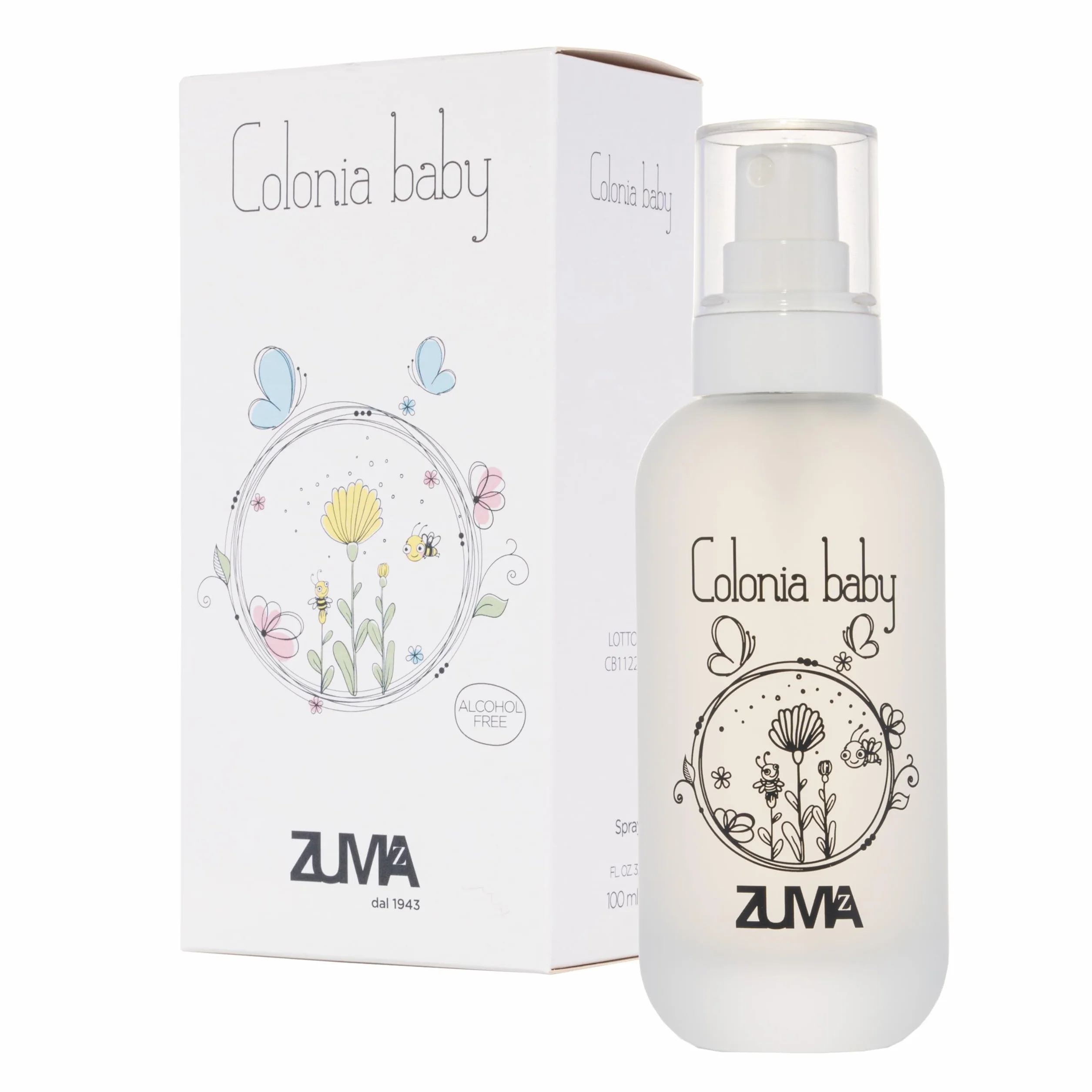 Profumi Zuma Acqua di Colonia Neonato Senza Alcol 100 ml Fragranza Floreale Talcata