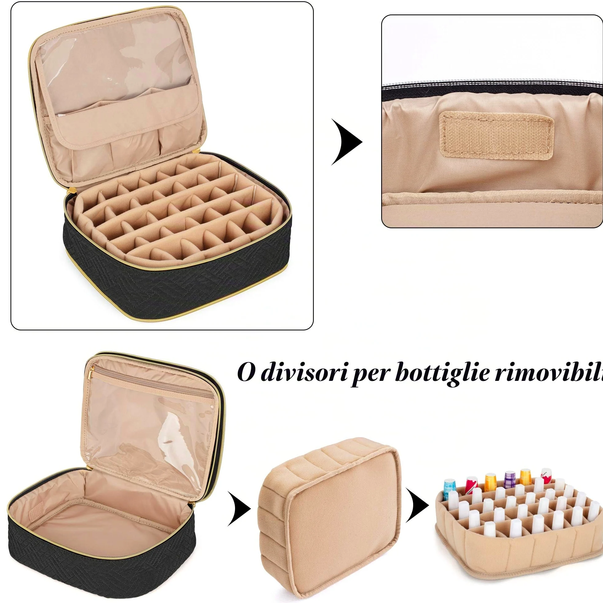 Luxja Organizer per Smalti per Unghie Staccabile a 2 Strati | Valigetta Porta Smalti per 60 Bottiglie (15 ml - 0,5 fl. oz), Borsa Organizer per Smalto