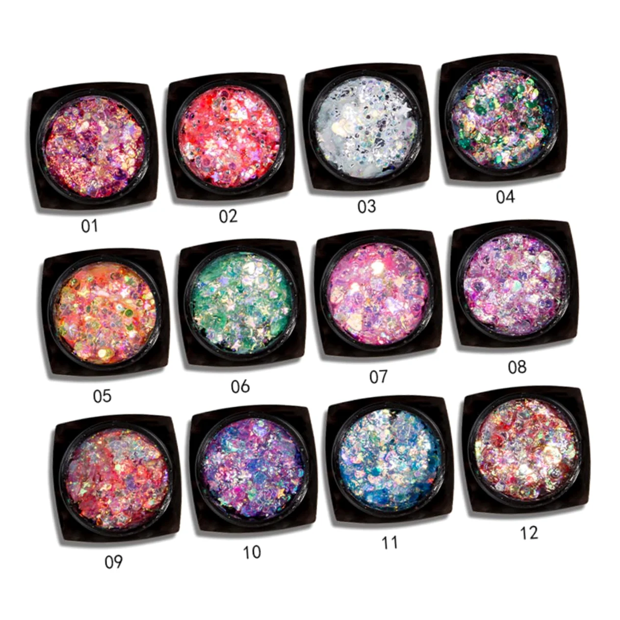 DOITOOL Set Da 3 Pezzi Per Il Trucco Con Paillettes 12 Colori Gel Per Il Corpo Con Paillettes Gel Per Il Viso Unghie Glitter Illuminante Per Feste Uso Quotidiano
