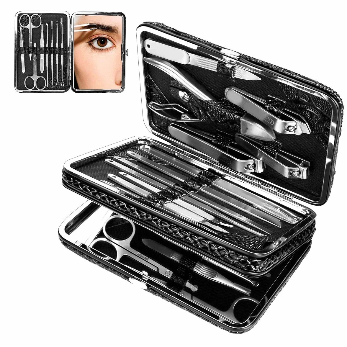 CestMall Set Manicure Professionale 21 Pezzi Acciaio Inossidabile Tagliaunghie Kit Pedicure