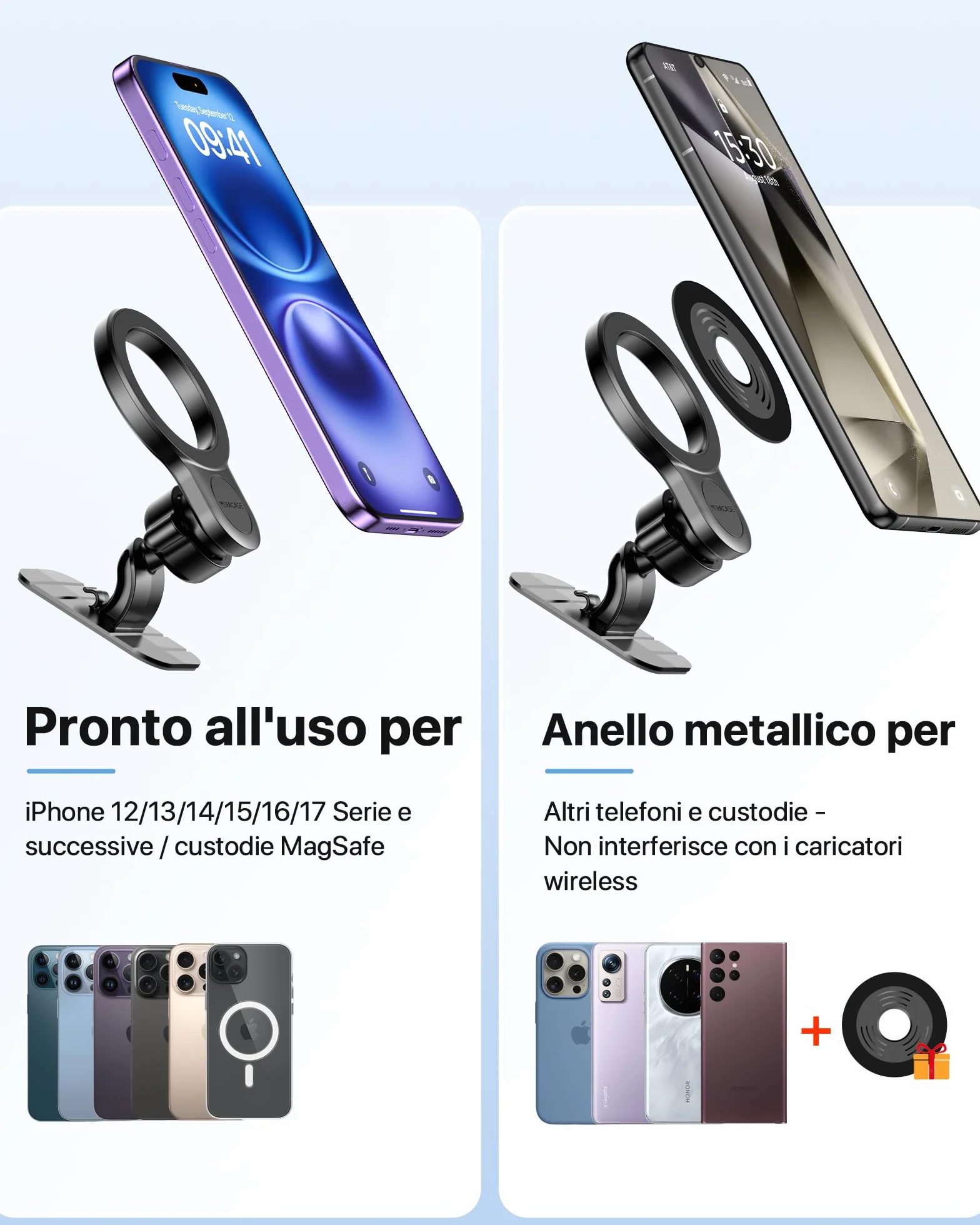 Miracase Porta Cellulare Auto con MagSafe Magnetico Gancio in Metallo per Cruscotto e Presa d'Aria