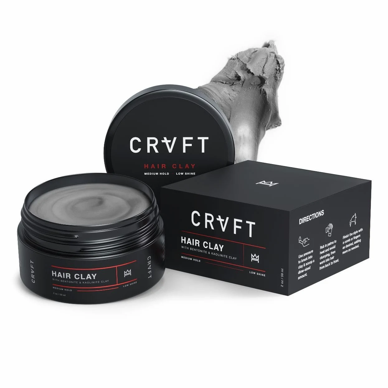 CRVFT - Argilla per capelli, 56,7 g, tenuta media/zero lucentezza, finitura opaca, aggiunge volume e consistenza, ideale per stili testurizzati, corti e medi, ristrutturabile, base in argilla ad alta