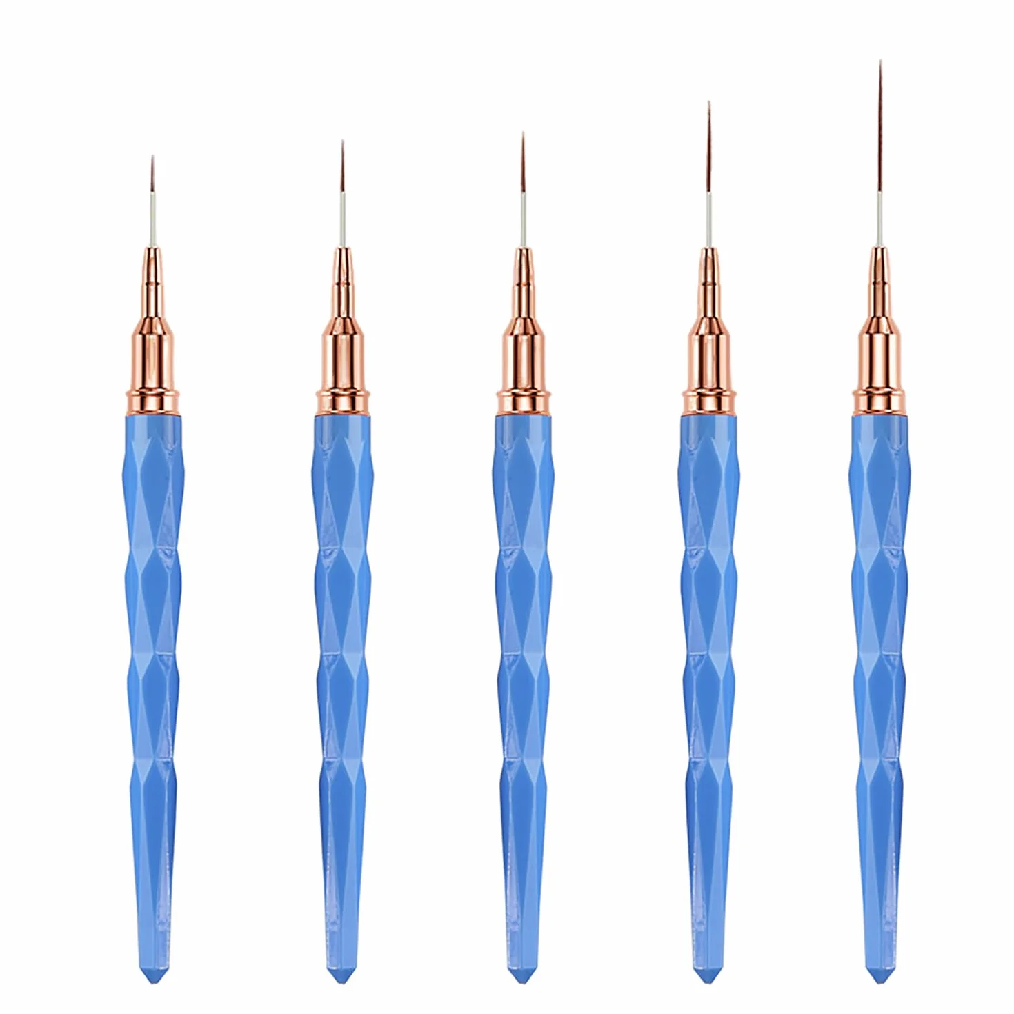 Pennelli per Nail Art, 5 Pezzi Pennelli Liner di Precisione, Pennelli per Unghie per Disegnare Linee Fini Attrezzo per gel UV Disegno Fodera Unghie Strumenti Manicure,Blu