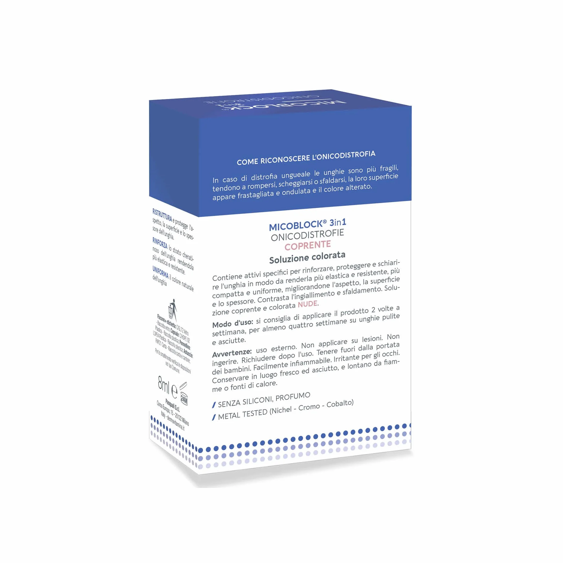 Dermovitamina Micoblock 3in1 Smalto Curativo per Unghie Danneggiate Rinforzante 8 ml