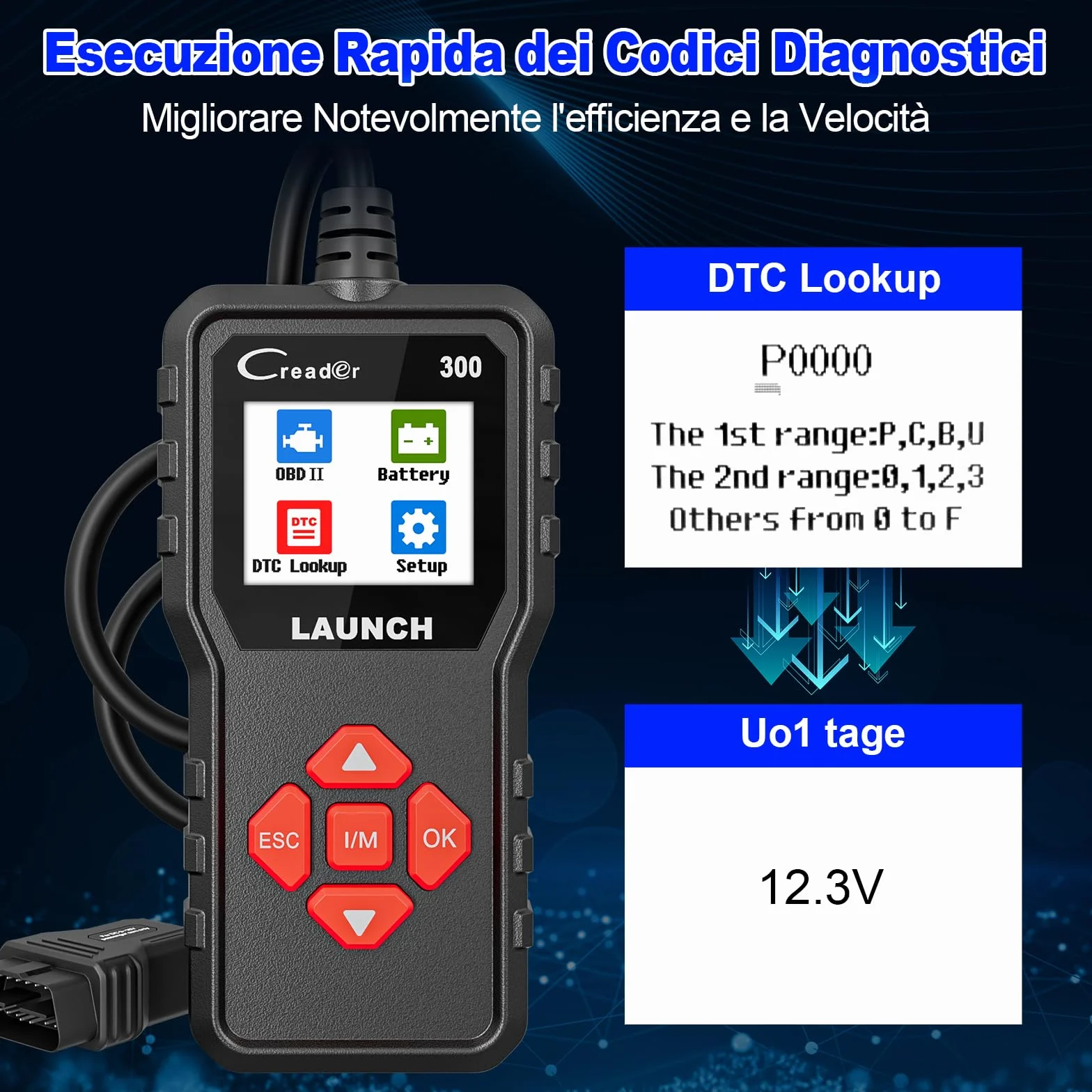 LAUNCH CR300 OBD2 Diagnostica Auto Multimarca Lettore Errore Motore Professionale