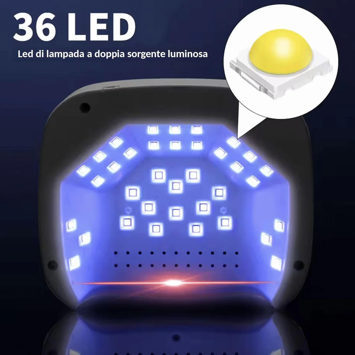 Lampada LED UV Ricaricabile per Unghie – 36 LED, Asciugatura Professionale per Smalto Gel, Manicure e Nail Art