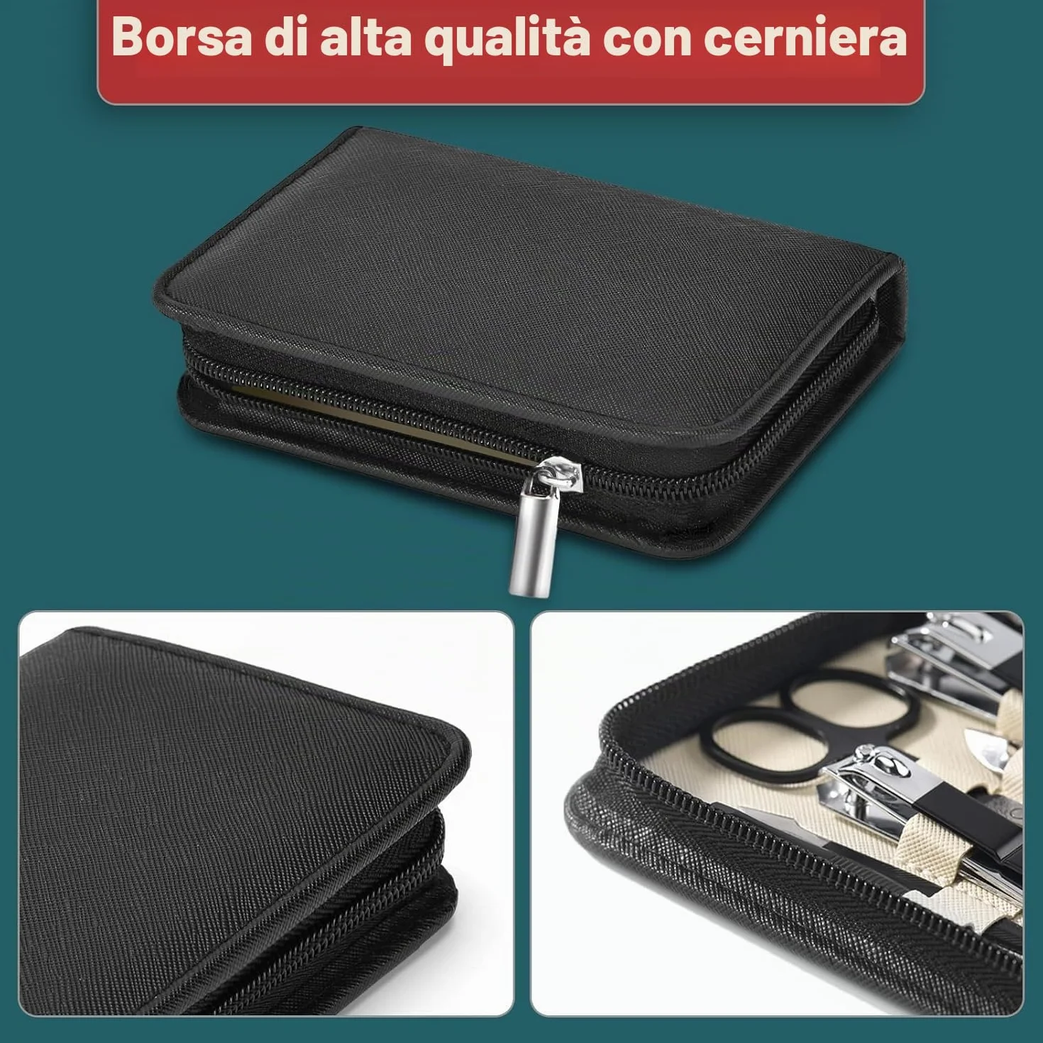 Set Manicure Professionale 18 Pezzi Kit Pedicure con Borsa da Viaggio