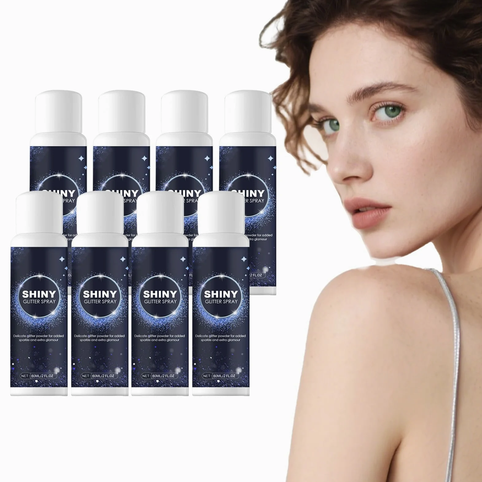 Spray glitterato per capelli e corpo, spray glitterato per corpo e capelli - spray scintillante tutto in uno per feste, kit atomizzatore glitterato per festival con glitter argento (8 bottiglie)