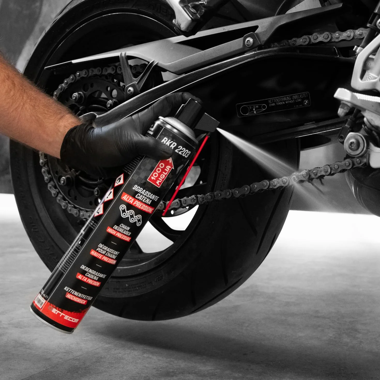 ERRECOM 1000 Miglia Clean&Lube Kit Catena Moto ROAD 500mL + Huggie System
