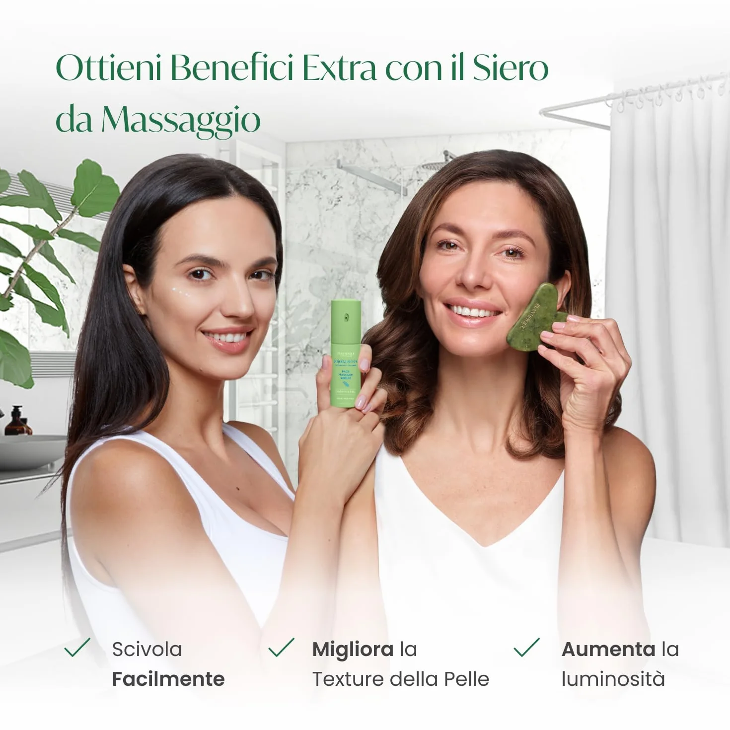 PLANTIFIQUE Gua Sha Viso Giada Jade Guasha Pietra Massaggiatore Antirughe Kit Skincare Face Massager