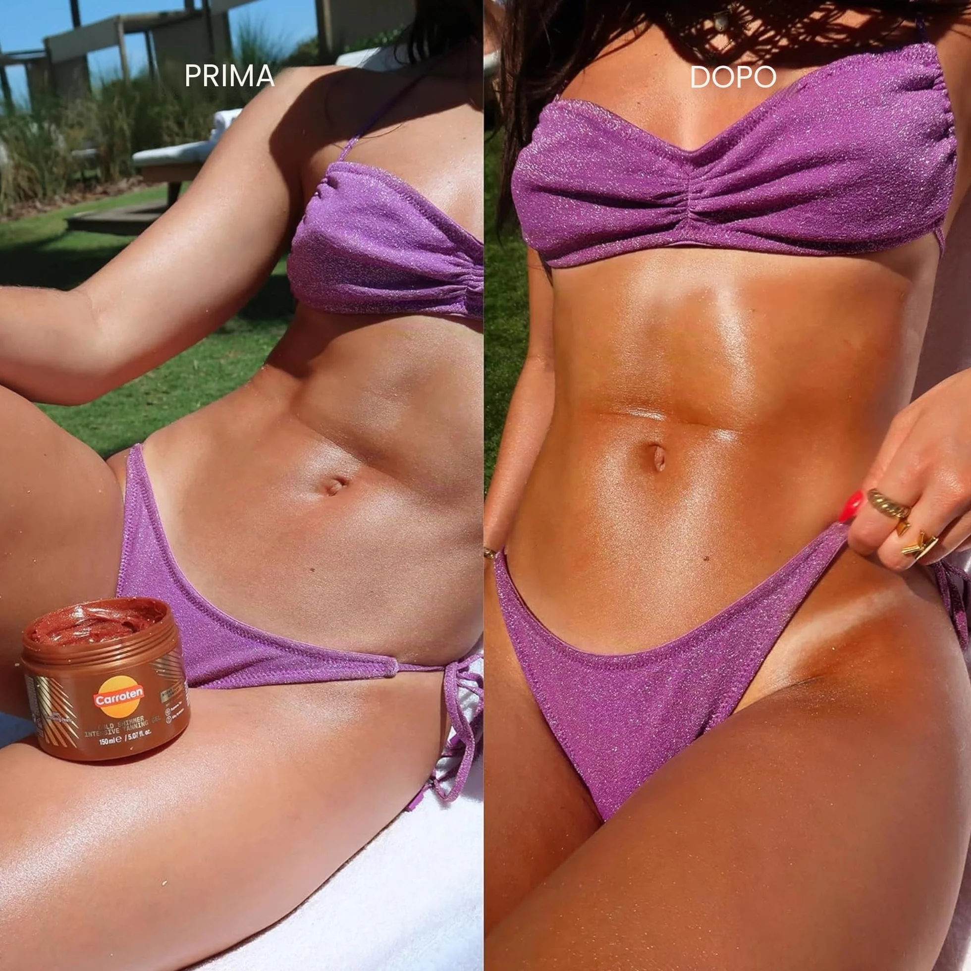 Carroten Gold Tanning Gel 150 ml Acceleratore di abbronzatura con perle scintillanti