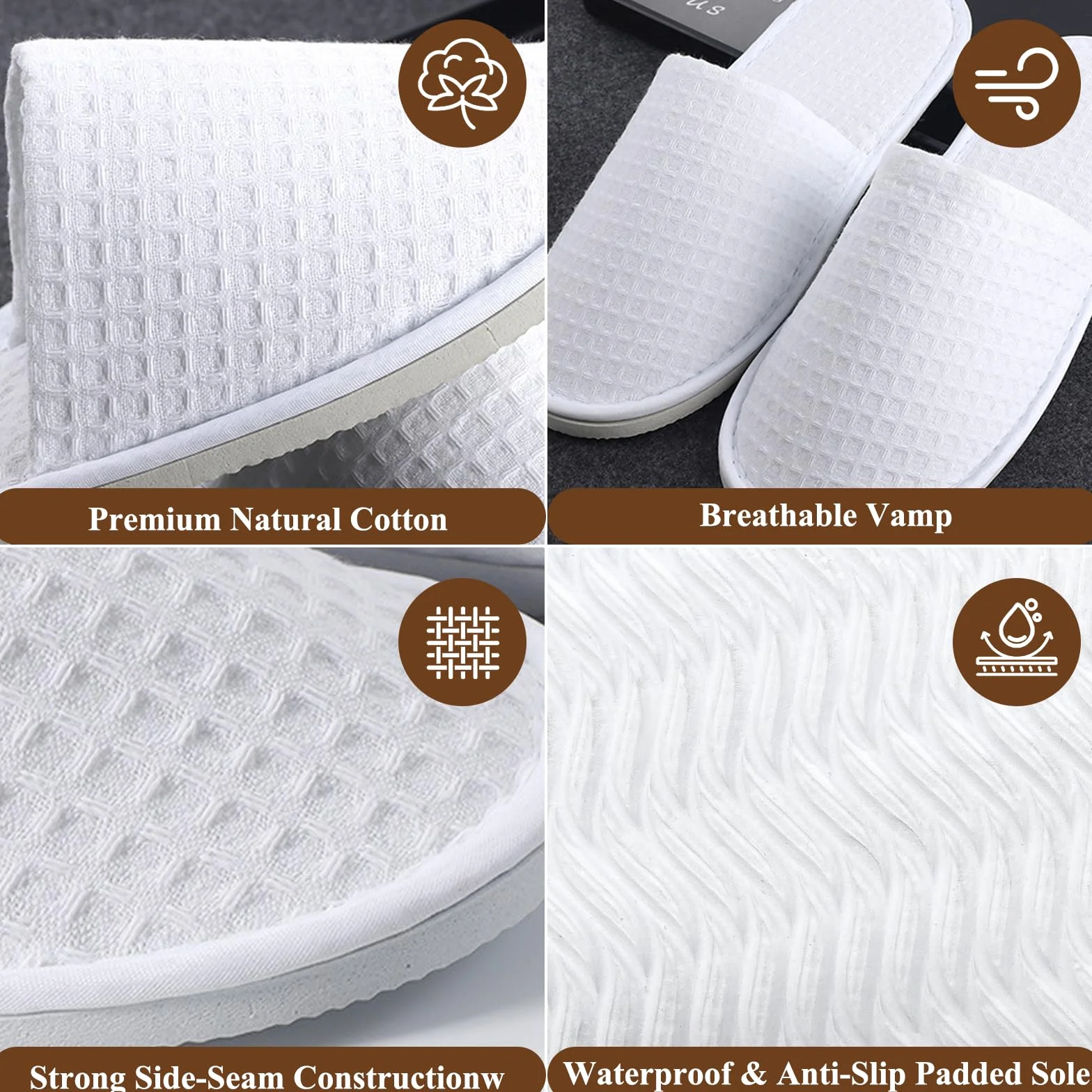 5 Pairs of Hotel Slippers, Disposable Deluxe Closed Toe Spa lippers, Hotel Slippers Women, White House Shoes Washable and Foldable Winter slippers for Spa, Party Guest and Travel