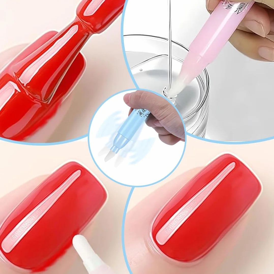 Penna Correttore Smalto per Unghie Set da 4 Pezzi con 9 Punte di Ricambio Strumento di Precisione per Manicure e Pedicure per Rimuovere Smalto in Eccesso con Solvente