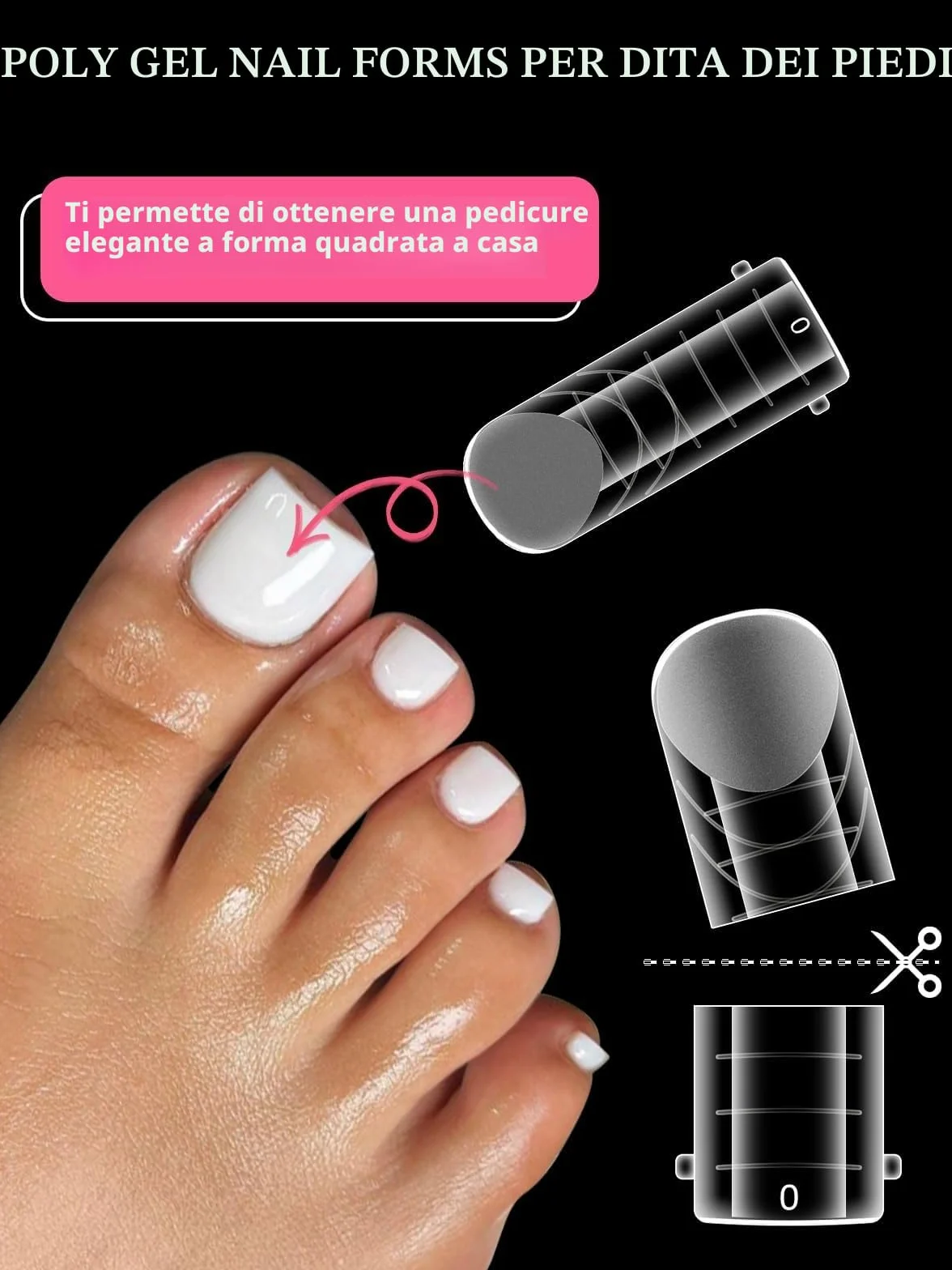 EBANKU 120 PCS Unghie Finte Nail System Dual ToeNail Form, Riutilizzabili Pedi Dual Form Kit Lunghe Quadrate Nail Form Acrilico Tips Unghie con Scala Graduata per Unghie Strumenti