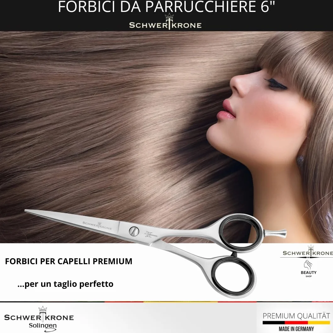SCHWERTKRONE Forbici da Parrucchiere Micro-Dentatura Taglio Preciso Capelli Barba