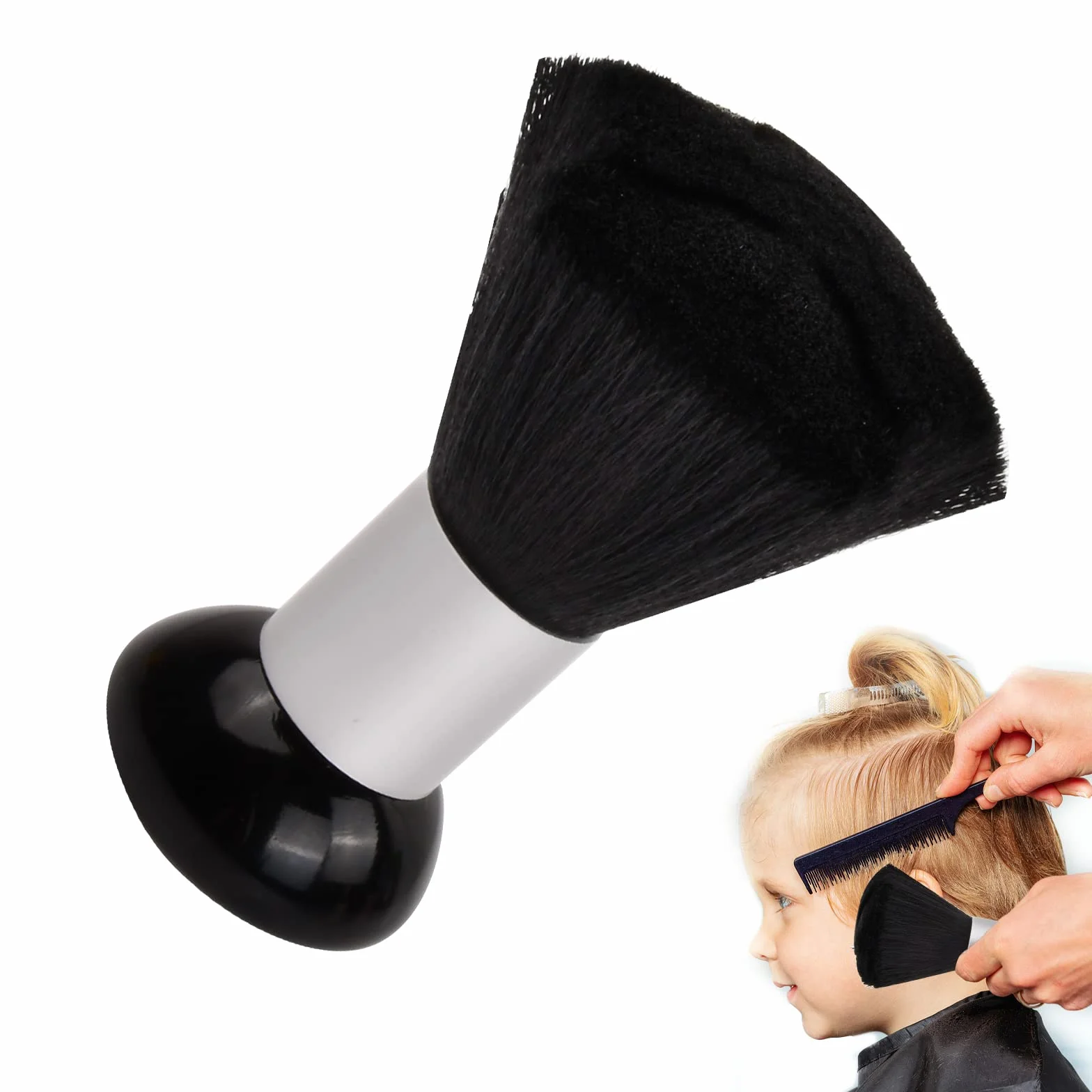Pennello Parrucchiere Morbide Nailon Spazzole per il Collo del Parrucchiere per Togliere i Residui di Capelli Nero Barbiere Collo Spazzola Ideale Facilita Rimuovere i Capelli Dopo il Taglio