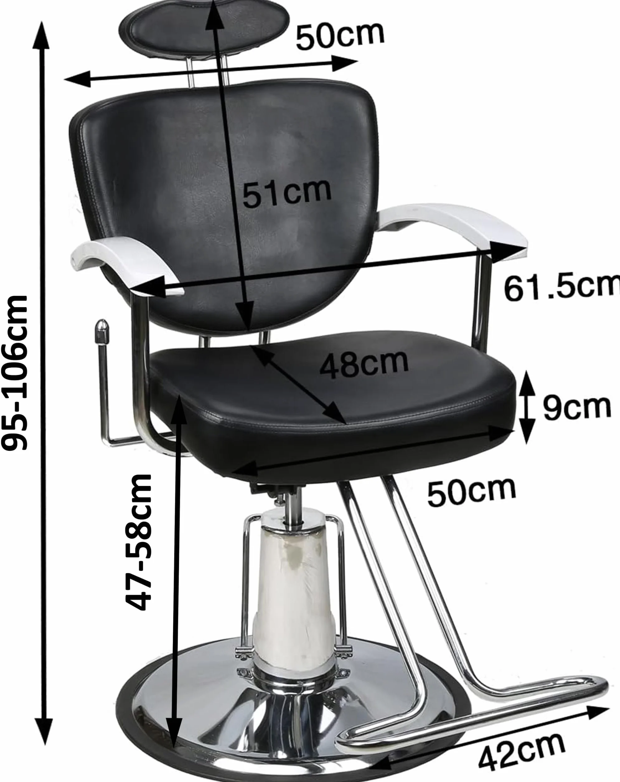 Barberpub Sedia da parrucchiere idraulica 2060BK