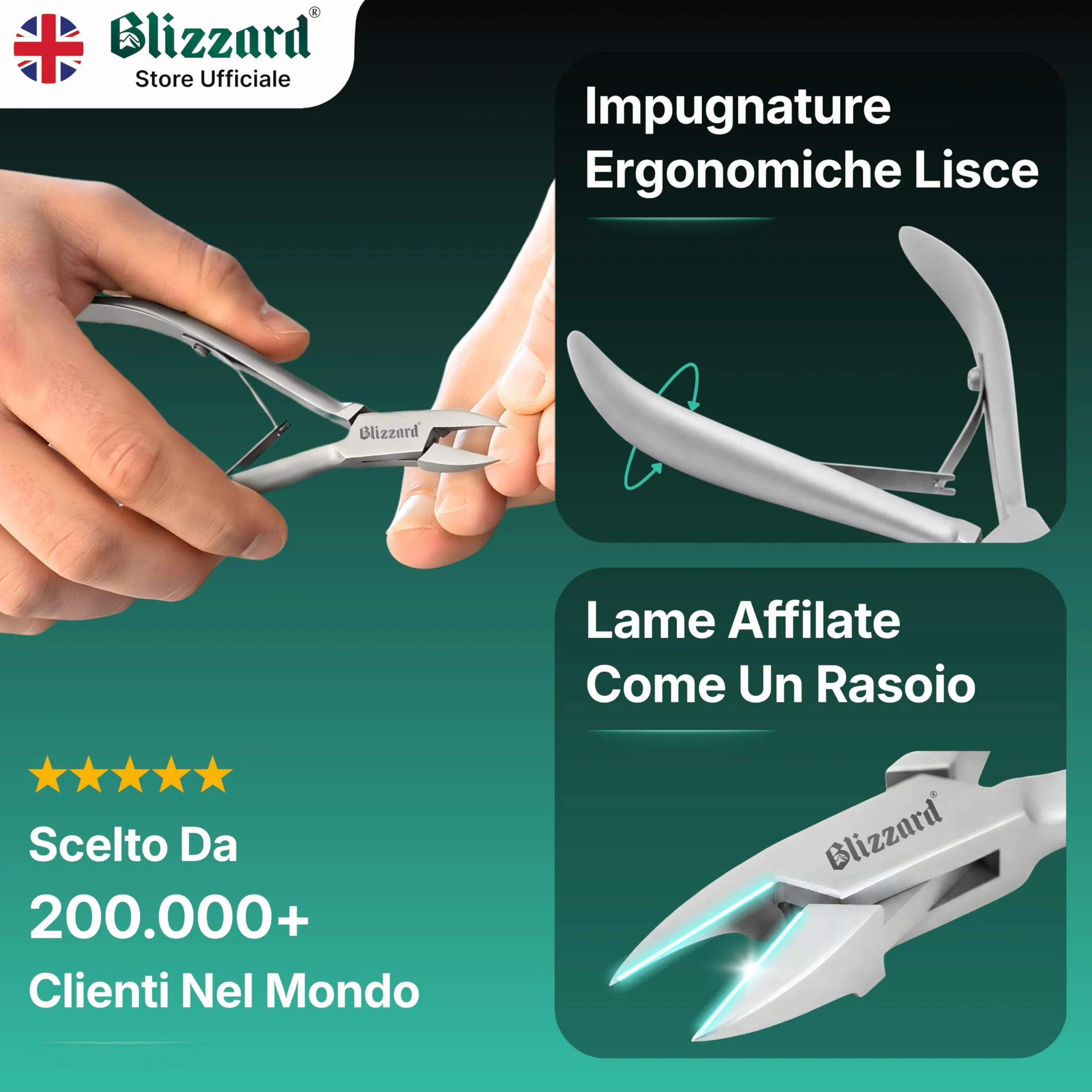 Blizzard Tronchese Unghie Piedi Professionale Acciaio Inox 13cm Taglio Retto