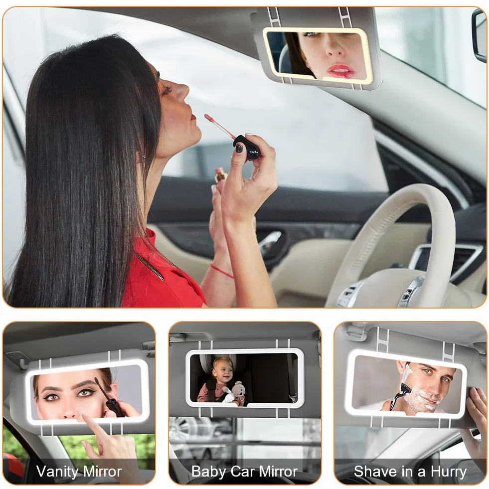 Specchio cosmetico a LED ricaricabile con 3 modalità luce e touch screen per neonati e bambini