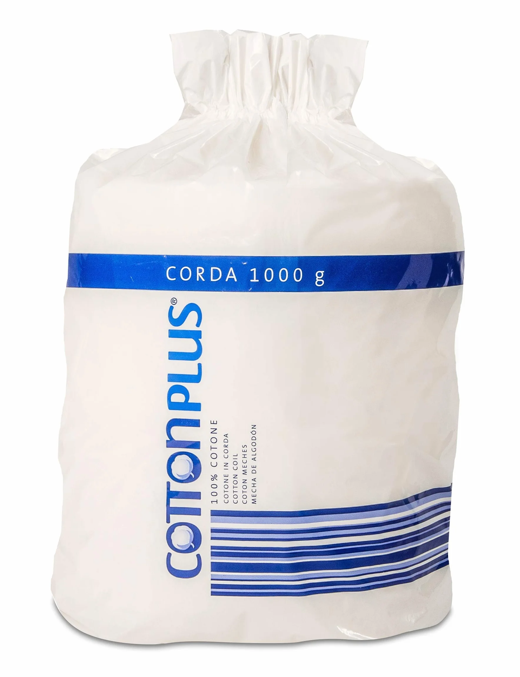 Cotton Plus CORDA 1000 g - LINEA PROFESSIONALE | 100% PURO COTONE IDROFILO CARDATO PER USO PROFESSIONALE | Morbido e assorbente.