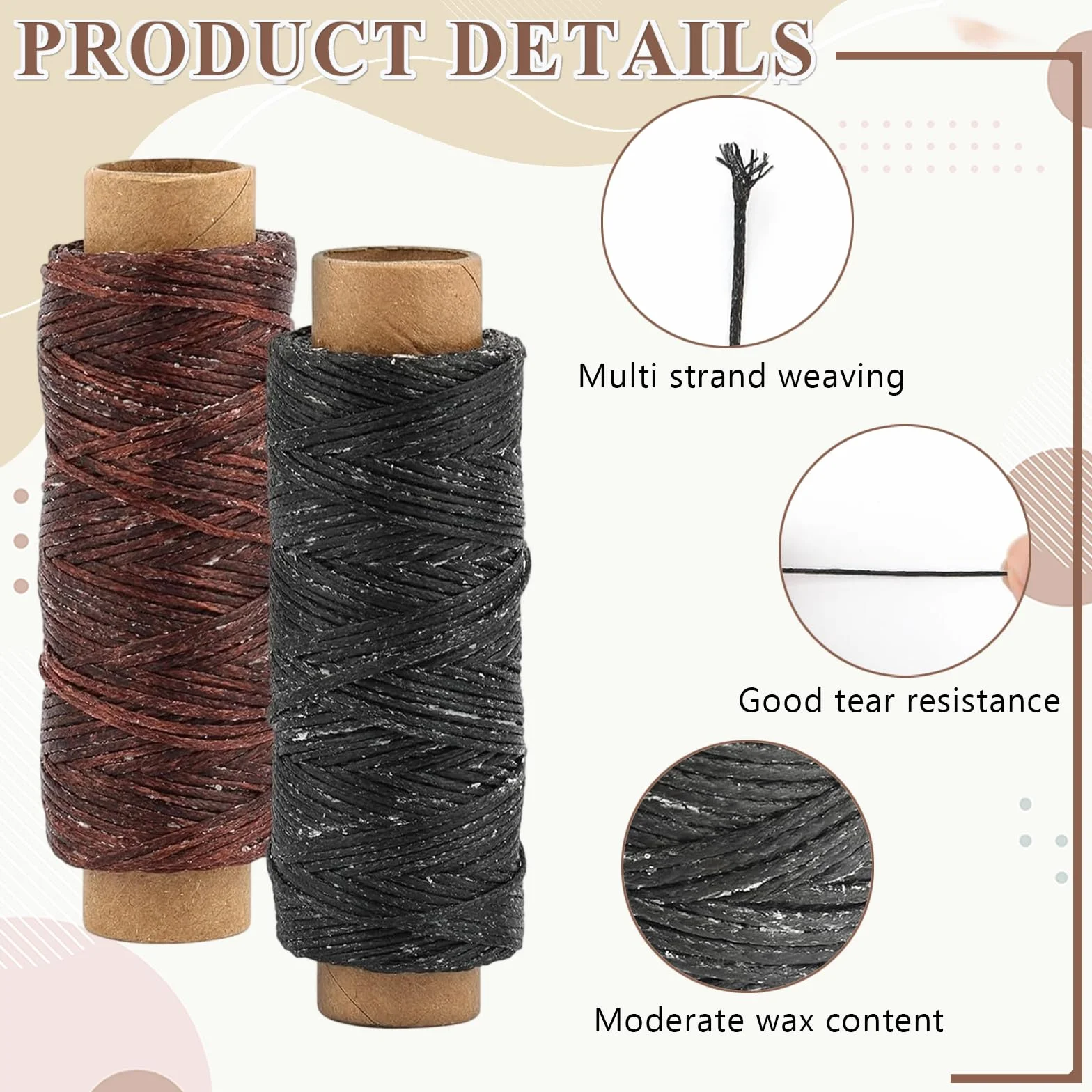 Kit da Cucito per Pelle: Set Completo con Filo Cerato, 7 Aghi, 2 Awl, e 1 Ditale - Perfetto per Riparazioni e Progetti in Pelle