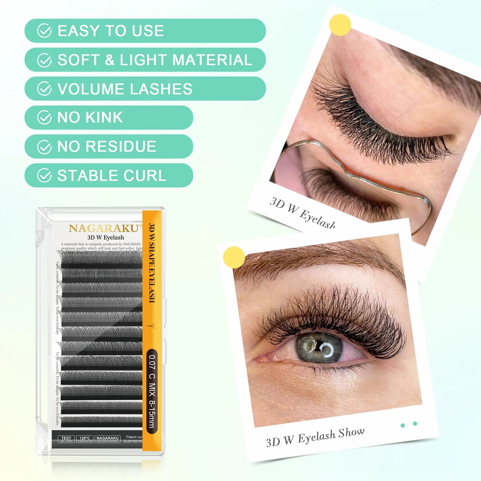 NAGARAKU 3D Extension Ciglia W Ciuffetti Premade Fan Eyelash Extension Russian Volume Professional Naturali Nero 0.07mm C 8-12mm