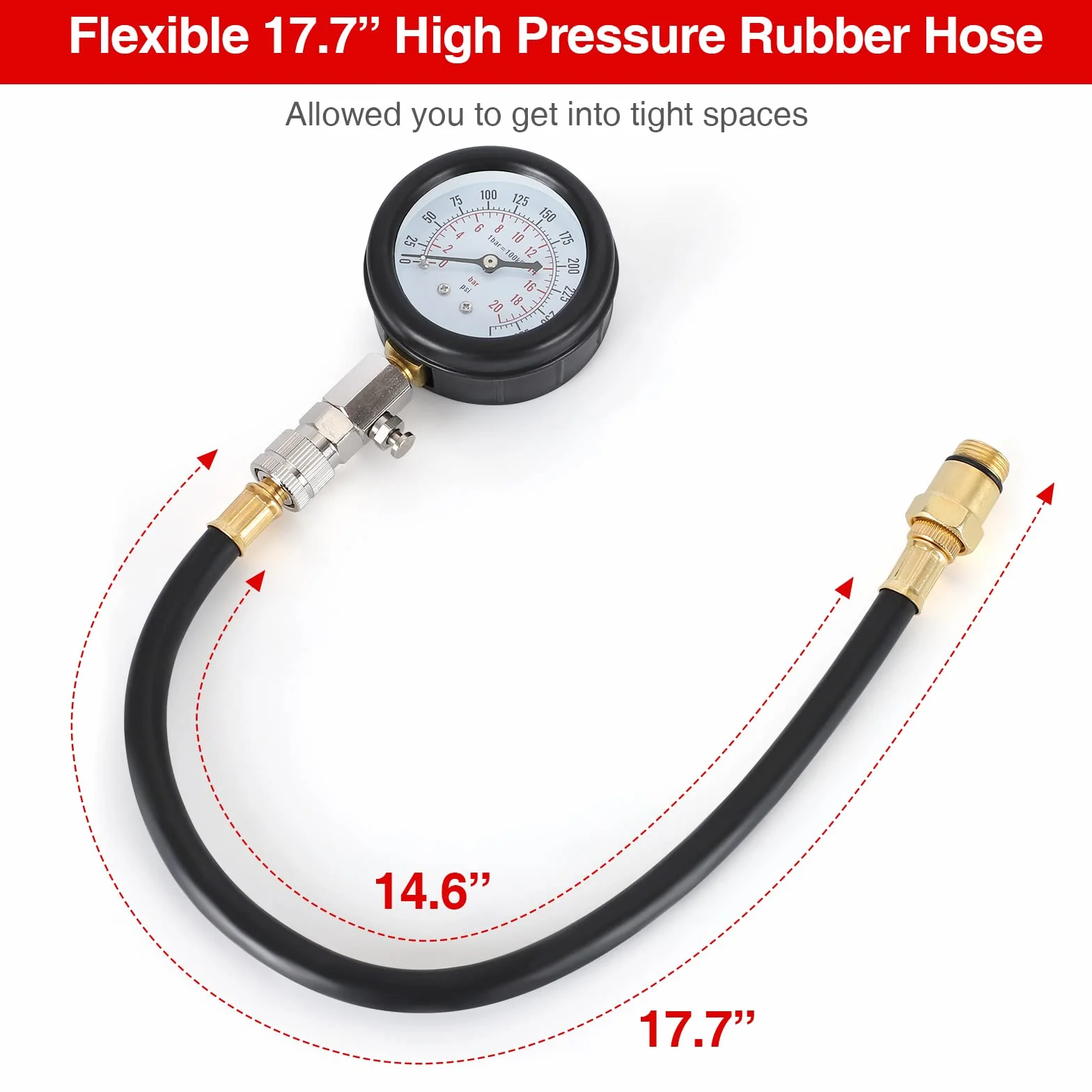 Tester di Compressione Manometro per Moto Auto Motore Fuoribordo Benzina