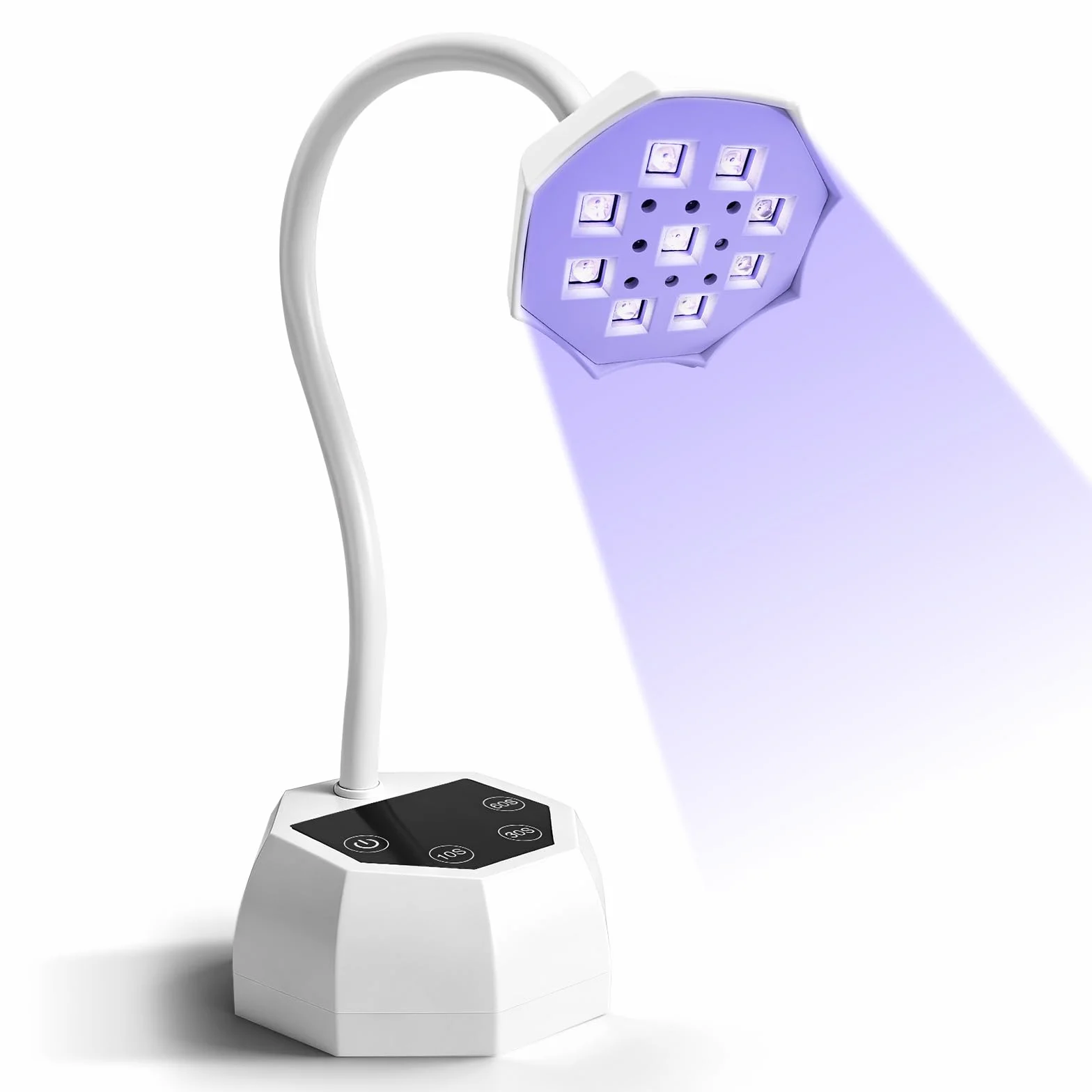 Lampada UV LED per Unghie Weiße Lotus - Sensore Intelligente 48W 365+395nm, Ricaricabile 1500mAh, Collo d'Oca Flessibile, Garanzia 365 Giorni