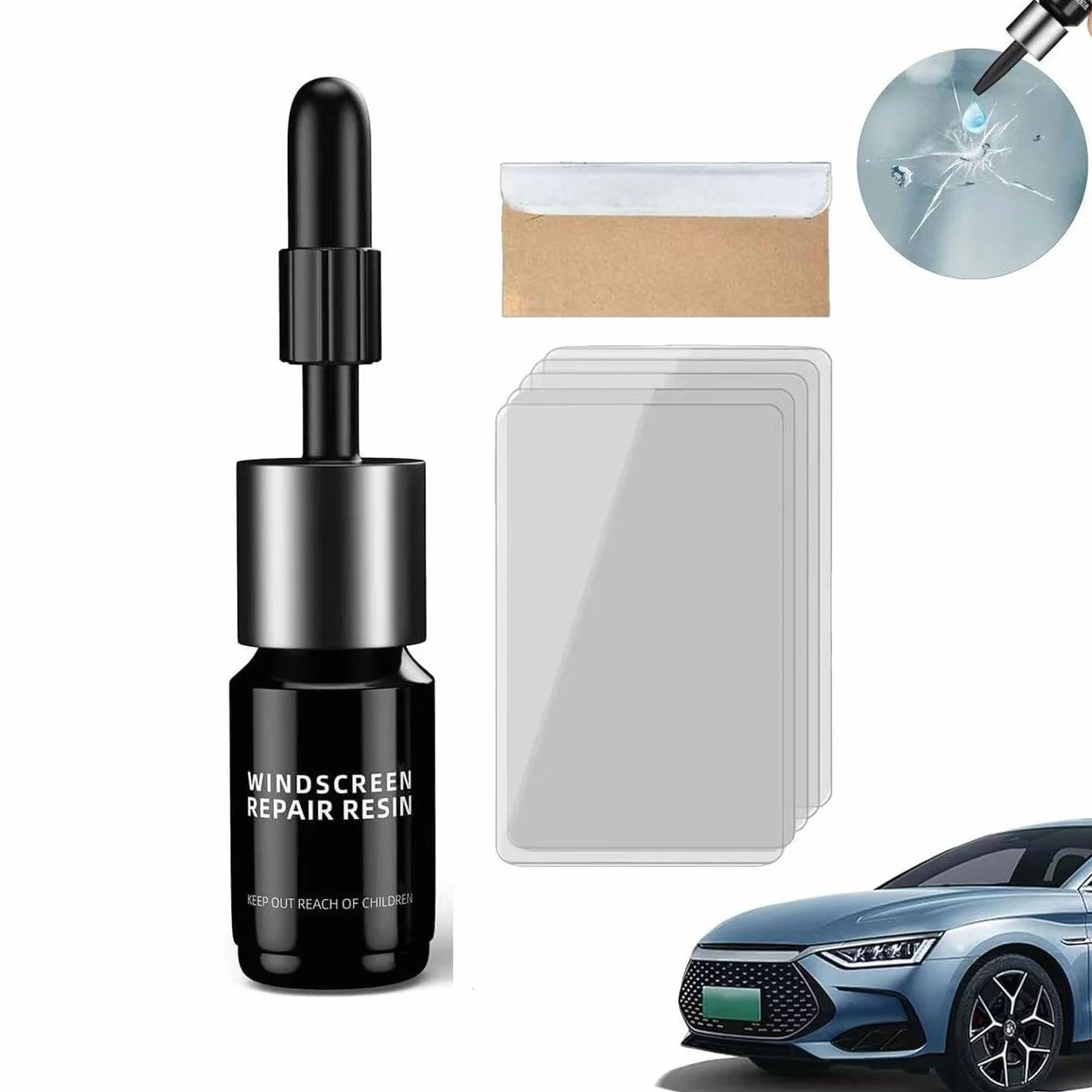 Kit Riparazione Parabrezza Auto, Ripara Vetro Incrinature Scheggiature Fessure Graffi