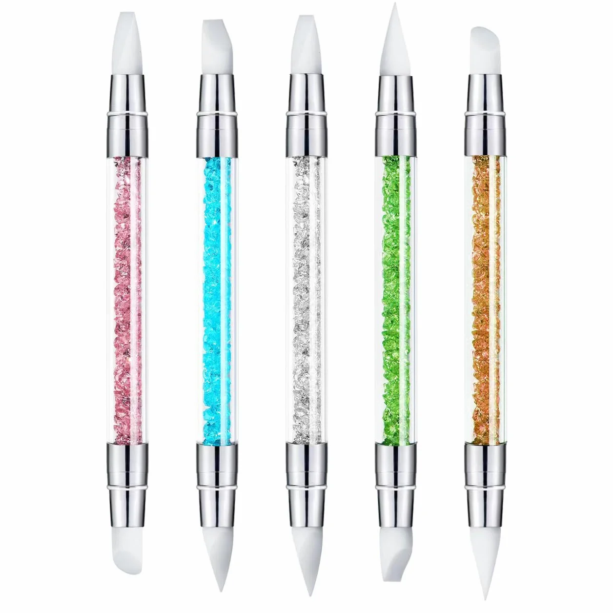 Penna per scultura per nail art, 5 pezzi, strumenti per unghie in silicone a doppia punta per resina, pennelli in silicone, penna acrilica, pennelli per nail art, nail art intaglio, disegno