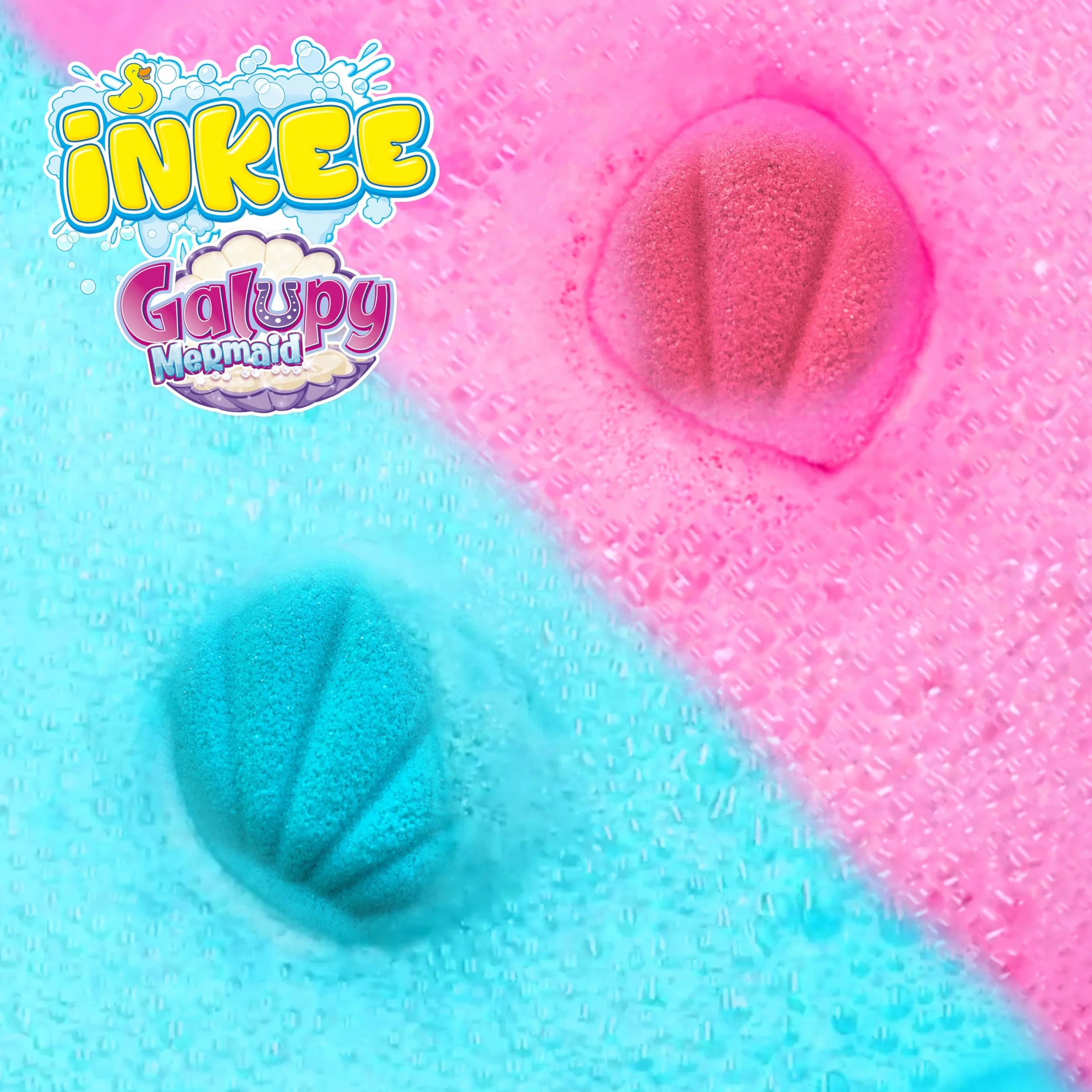 INKEE GALUPY MERMAID – Bomba da Bagno Bambini a Forma di Conchiglia con Sorpresa Sirena – Bath Bomb Effervescente per Vasca con Schiuma e Profumo Dolce