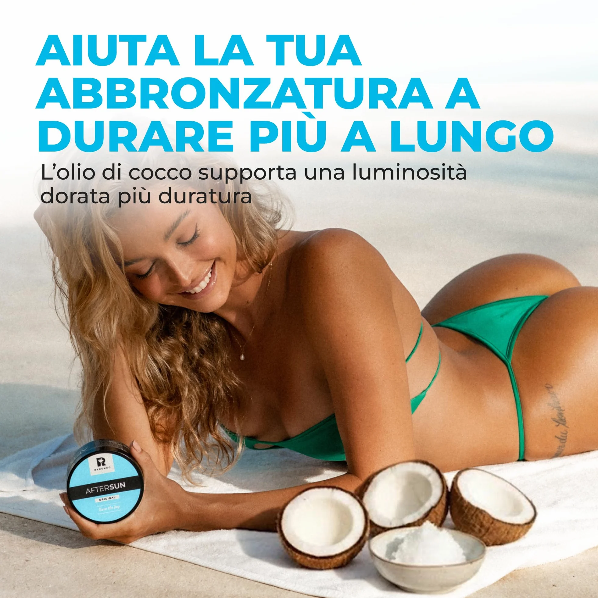 BYROKKO Crema doposole lozione abbronzante naturale con mentolo burro di mango vitamina E raffredda idrata nutre pelle sole vegana senza parabeni