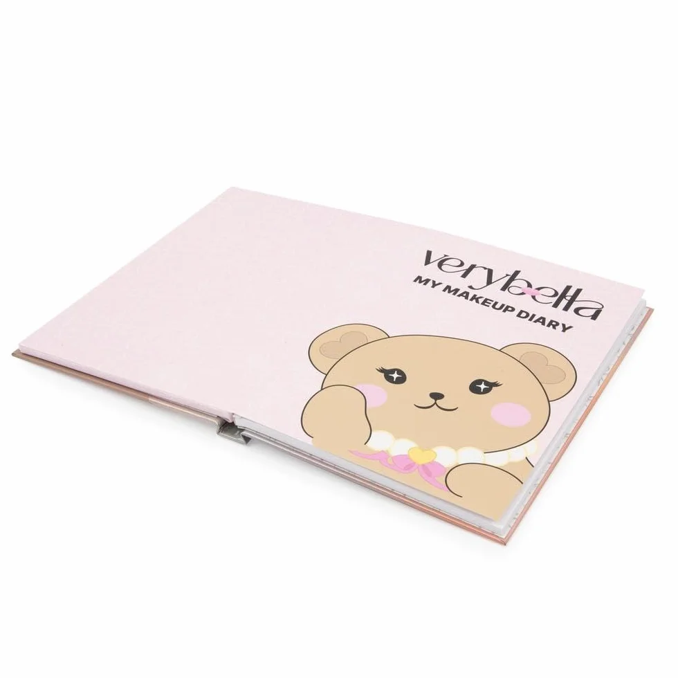Diario Make Up, Effetto Irridescente, Tema Orsetto, Include 8 Colorazioni di Ombretti Chiari e Scuri, 2 Burrocacao, 2 Applicatori, e Pagine a Righe Dove Scrivere Segreti di Bellezza