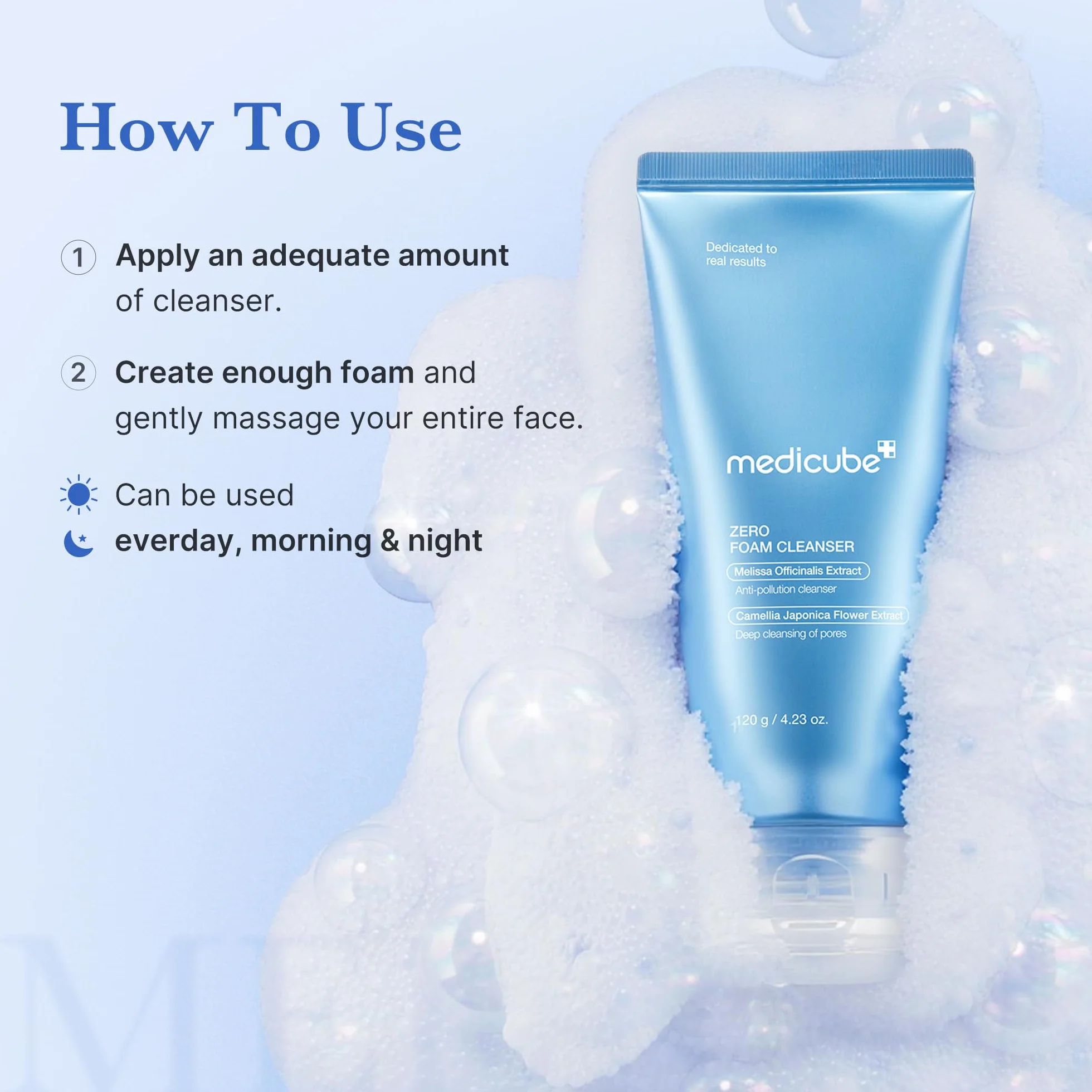 medicube Detergente Zero Foam Per Pelli Sensibili, Per Il Controllo Del Sebo, L'Equilibrio Dell'Umidità E La Riduzione Dei Pori, Korean Skincare 120 Fl Oz (Confezione Da 1), Foglie Di Clorogalum