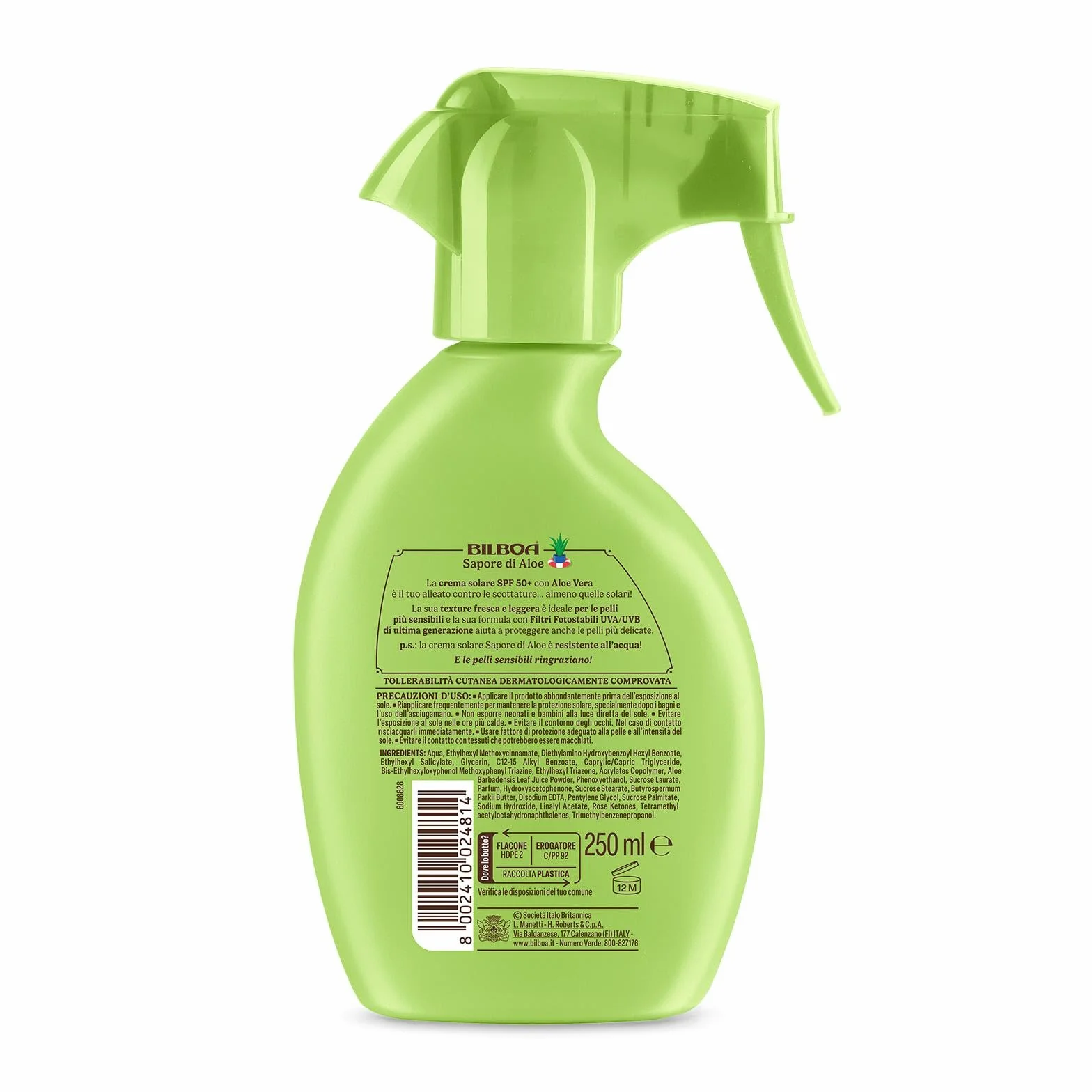 Bilboa Sapore di Aloe Crema Solare Spray SPF 50+ Protezione Solare 250 ml