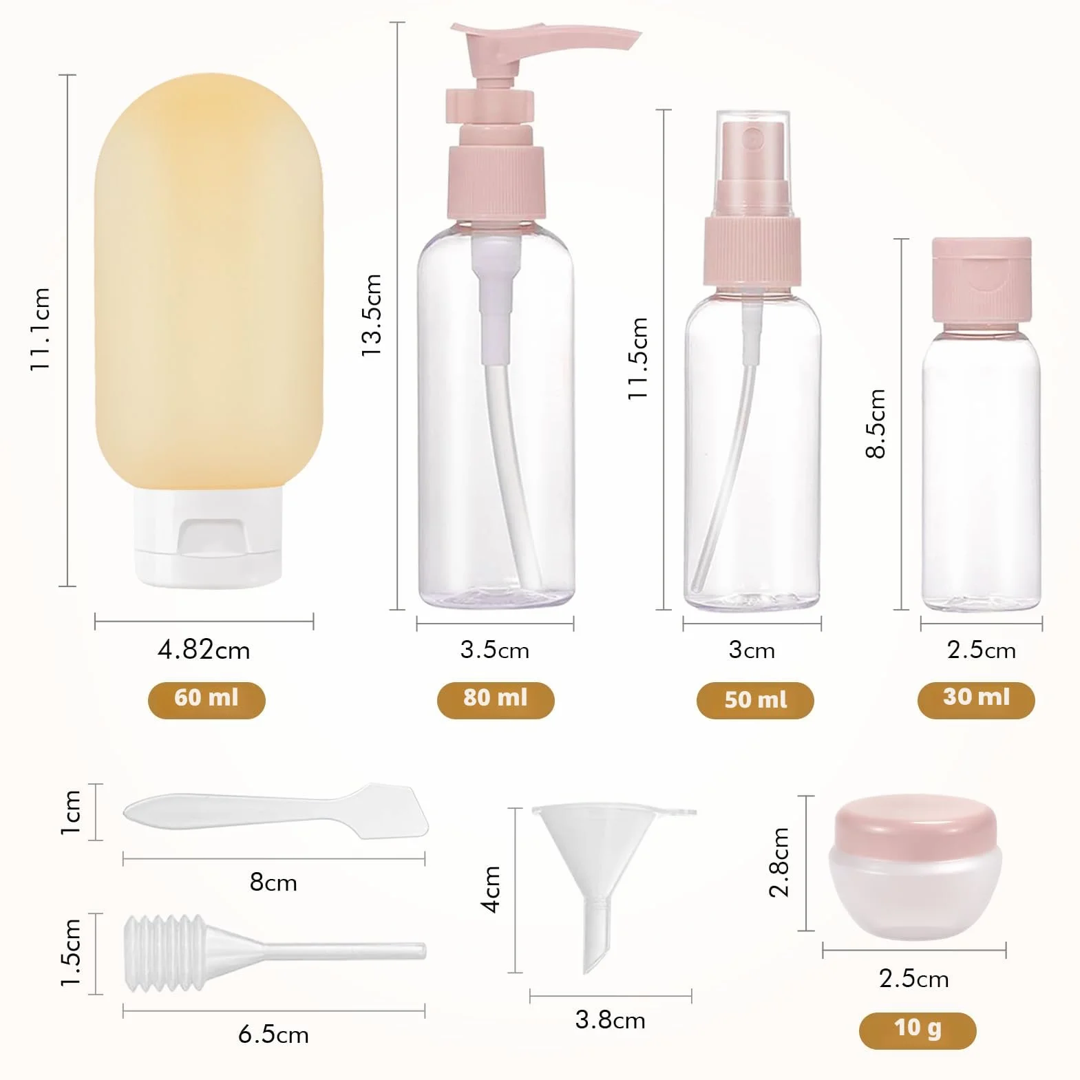 Bottiglie da viaggio, 11 pezzi set portatile da riempire Set di bottiglie di plastica flaconi viaggio ricaricabili Kit Contenitori da Viaggio Flaconi con Custodia per Shampoo, Liquidi and Lozione.