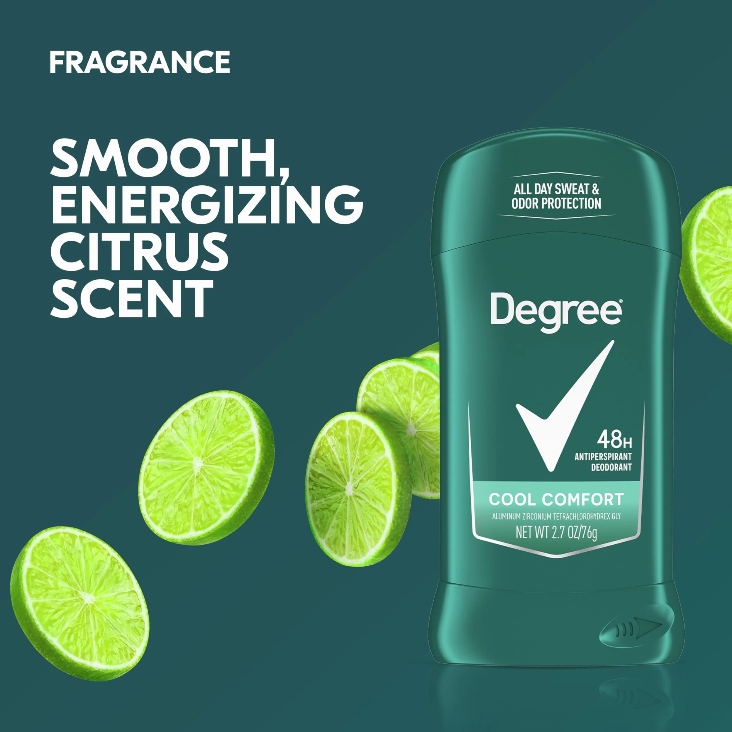 Degree Deodorante antitraspirante da uomo, Cool Comfort, protezione 48 ore, non irritante, 70 g
