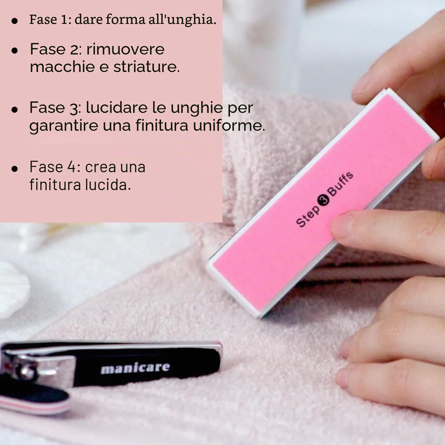 Manicare Blocco lucidante a 4 vie per unghie, levigare e lucidare