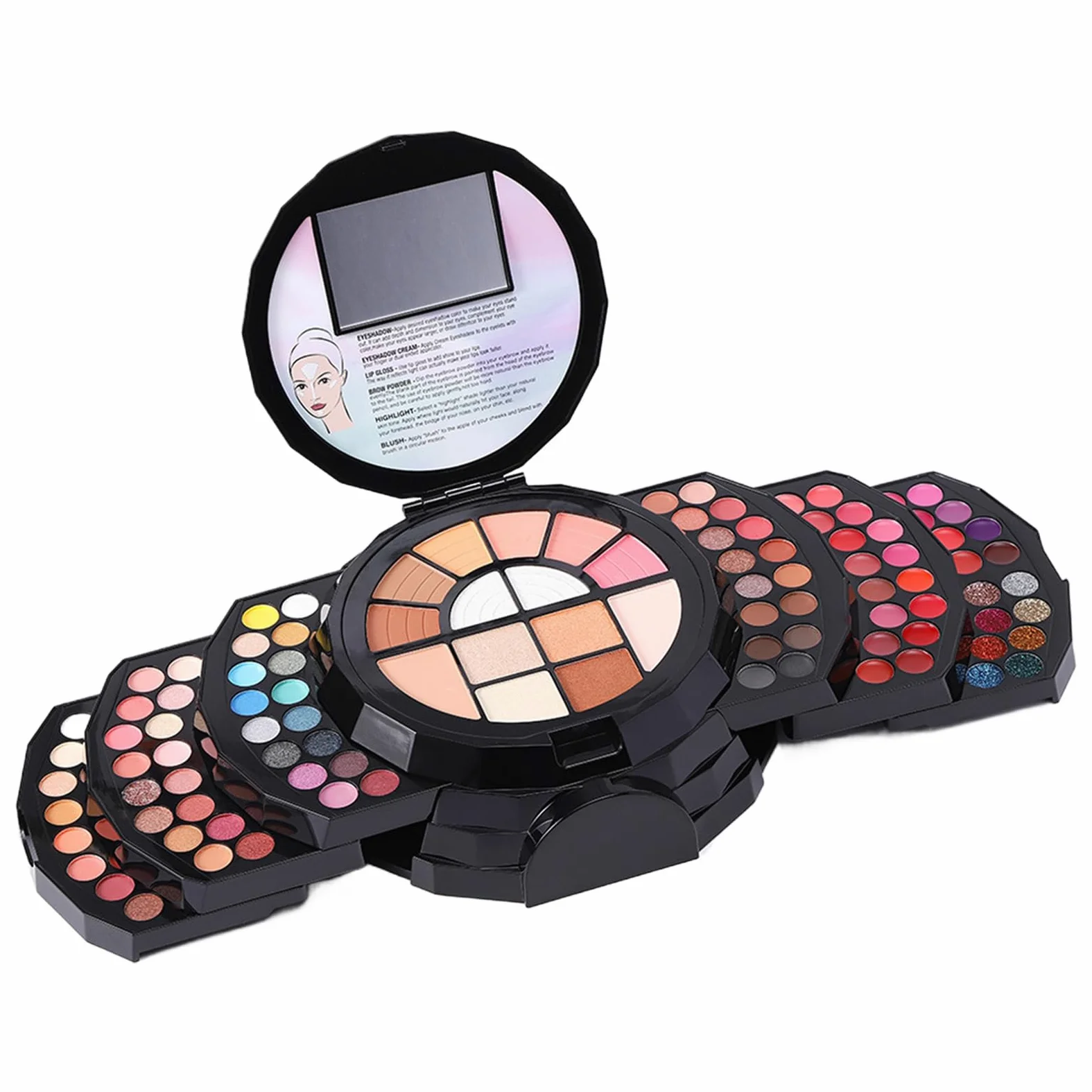 Kit Trucco Completo Molto Pigmentata Portatile Con Specchio Versatile | Kit Trucco Donna Per Donne Ragazze Viaggio Quotidiano Feste Amanti Del Trucco Appassionati Di Bellezza Principianti Hobbisti