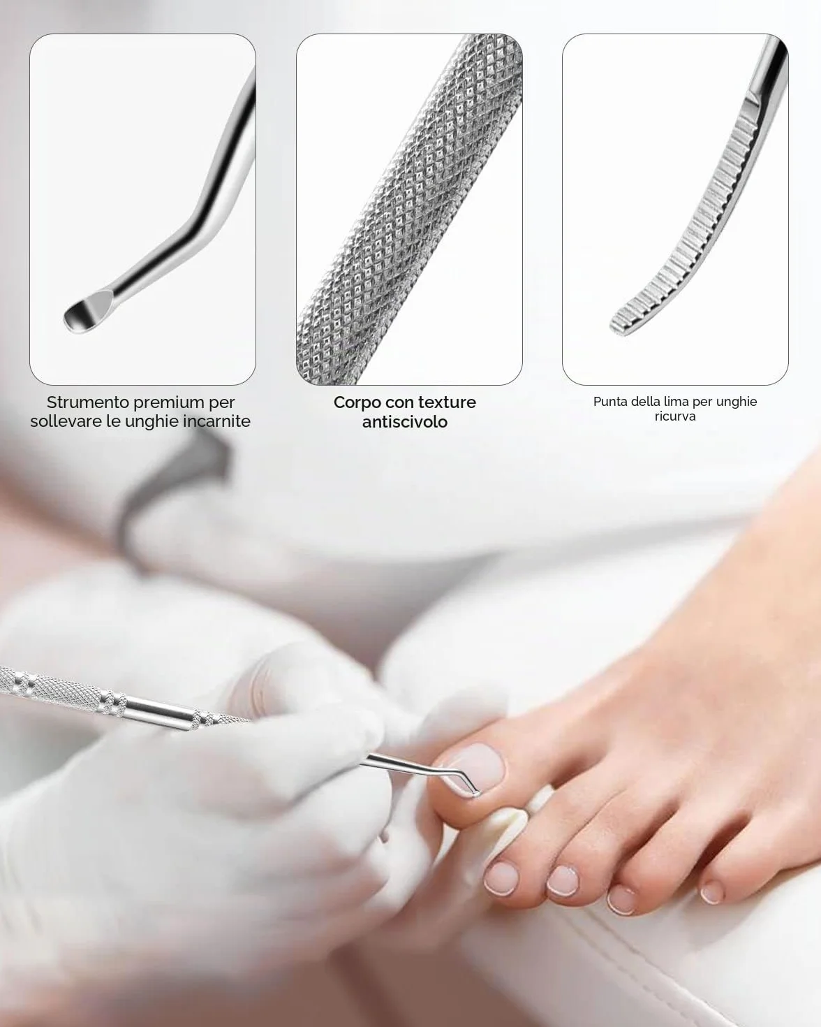 BEZOX Solleva Unghie Incarnite Pedicure Utensile Lima Acciaio Inox 13.4cm Lifter Kit 16.5cm