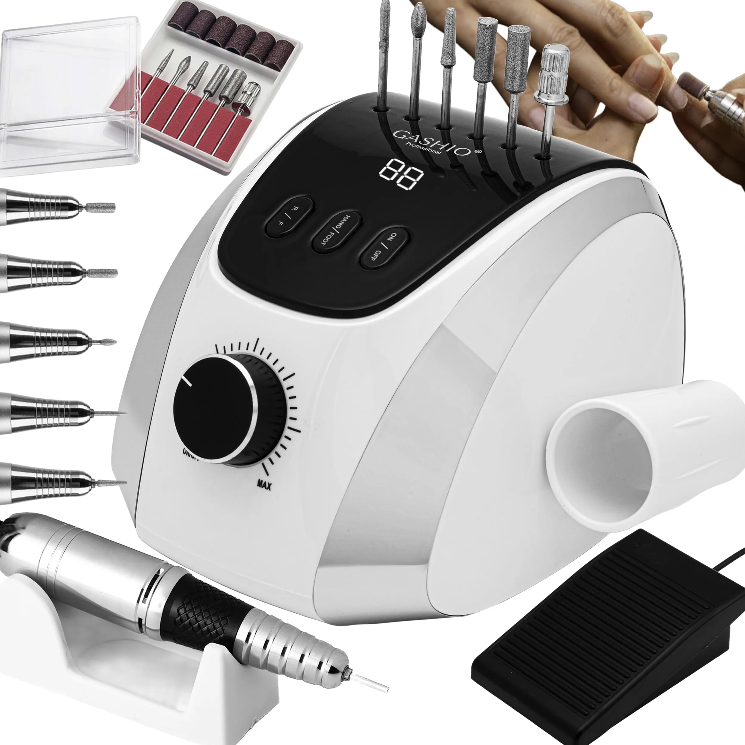 Fresa per unghie in gel | Nail Drill 65 W | Lima elettrica | Manicure Pedicure Set elettrico | Fresa per unghie con cavo | Fresa per unghie con pedale | Macchina per unghie | 35,000 giri/min
