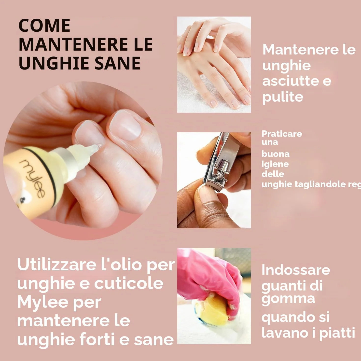 Mylee Olio per Unghie e Cuticole alle Mandorle Dolci 50ml – Olio Balsamo Profondamente Idratante e Nutriente, Formula non Grassa e Senza Residui, Non Unge, Delicatamente Profumato