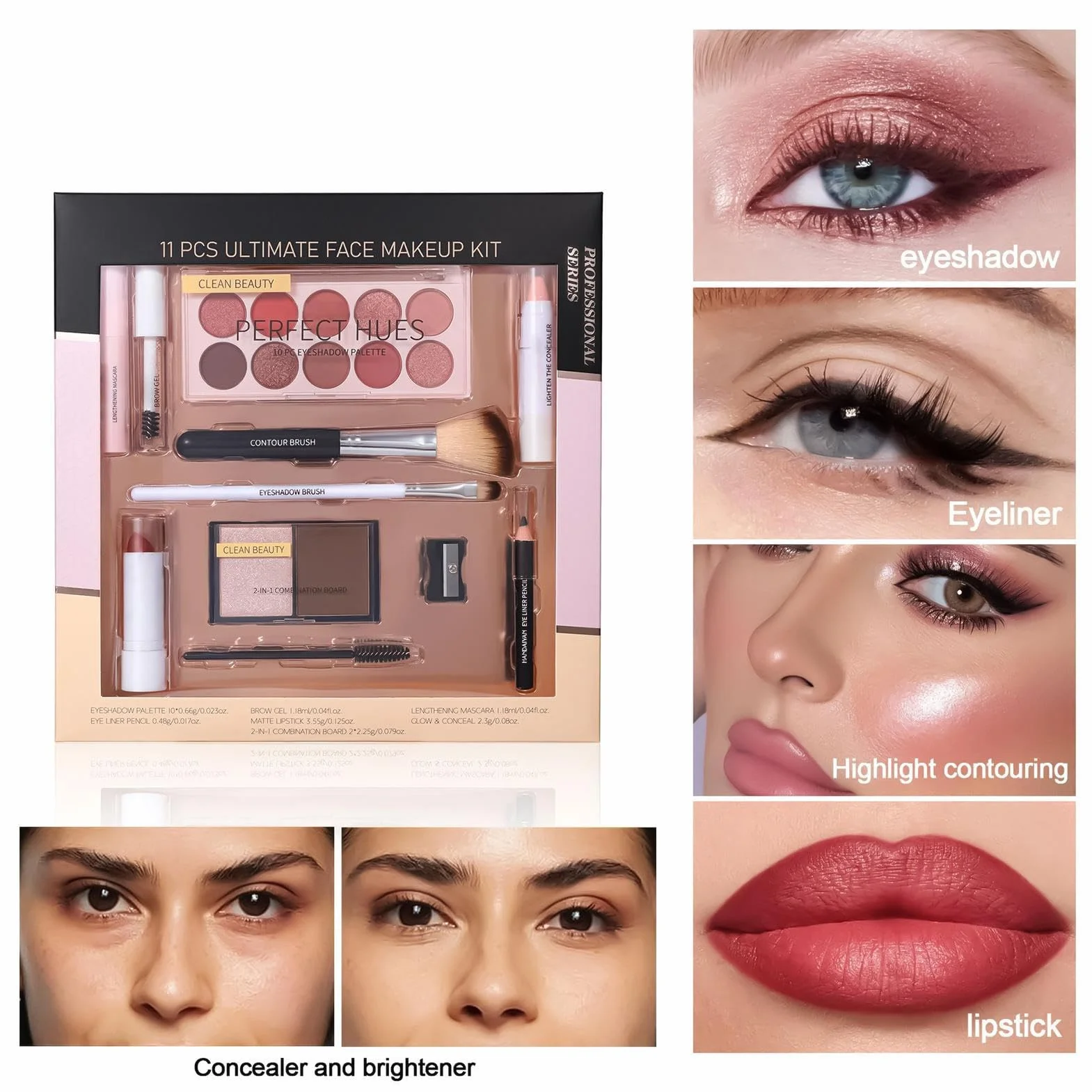 Kit trucco per adolescenti - Set regalo trucco per adolescenti, kit truccoo perr donne | 11 pezzi correttore evidenziatore ombretto mascara Dee pennello perr ciglia principianti