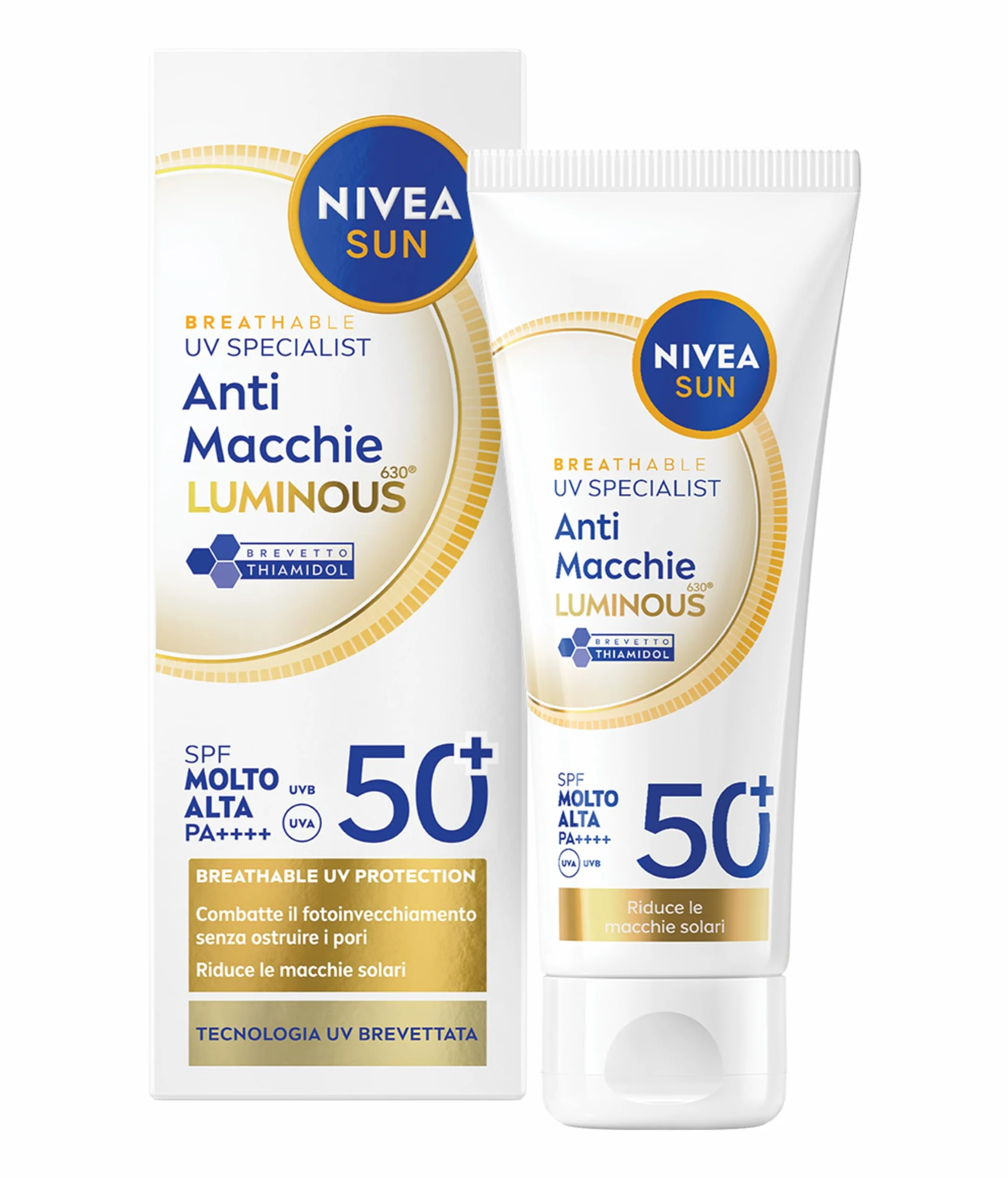 NIVEA SUN Luminous630 Crema Solare Viso SPF 50+ 40 ml anti-macchia fluido leggero Thiamidol