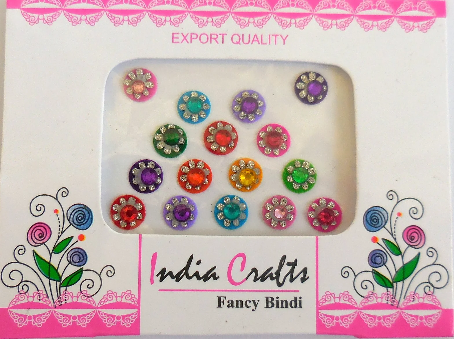 64 cristalli colorati rotondi bindi Velvette, gioielli Tika, 4 confezioni
