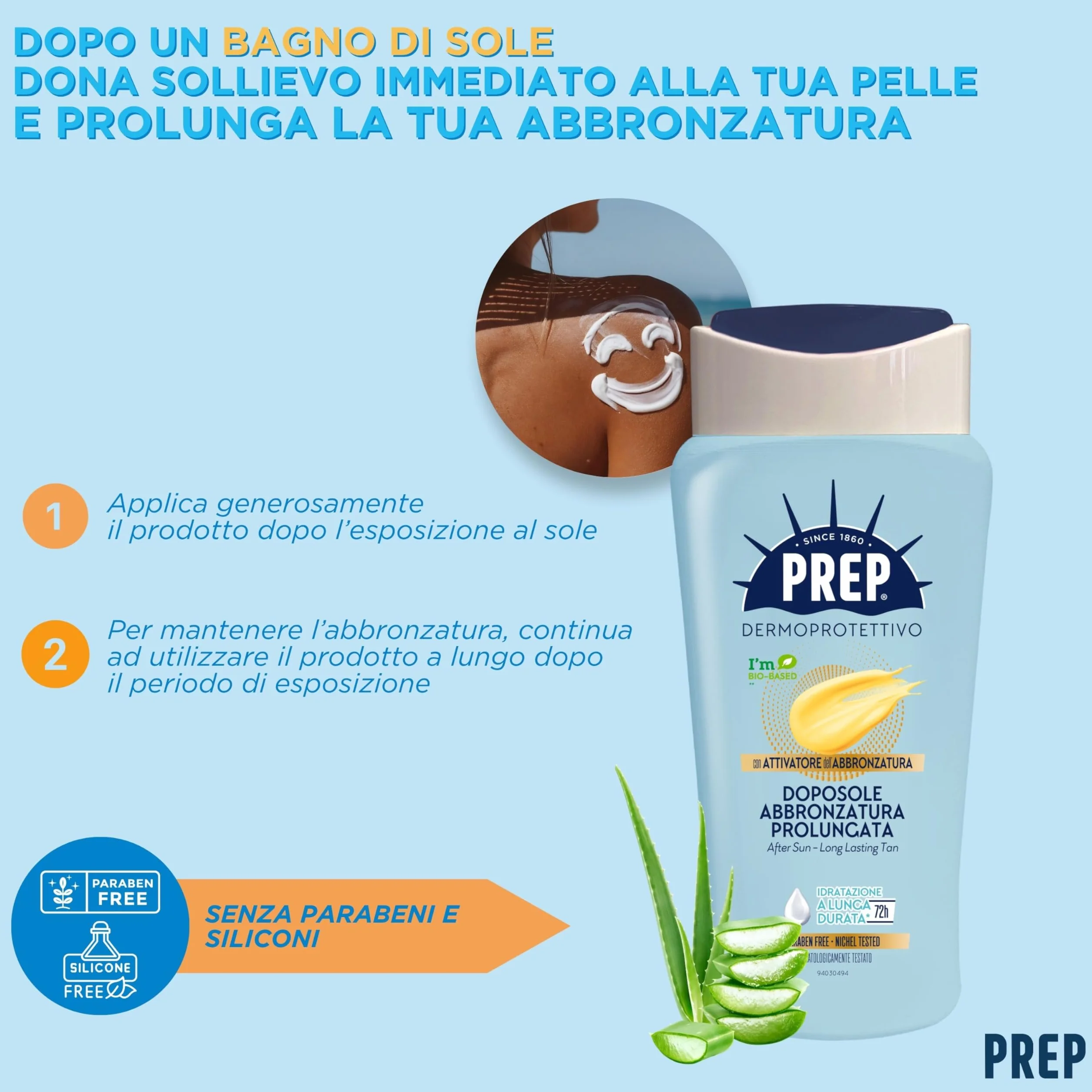 PREP Crema Abbronzatura Prolungata Doposole Idratante Attivatore Abbronzatura 200 Ml